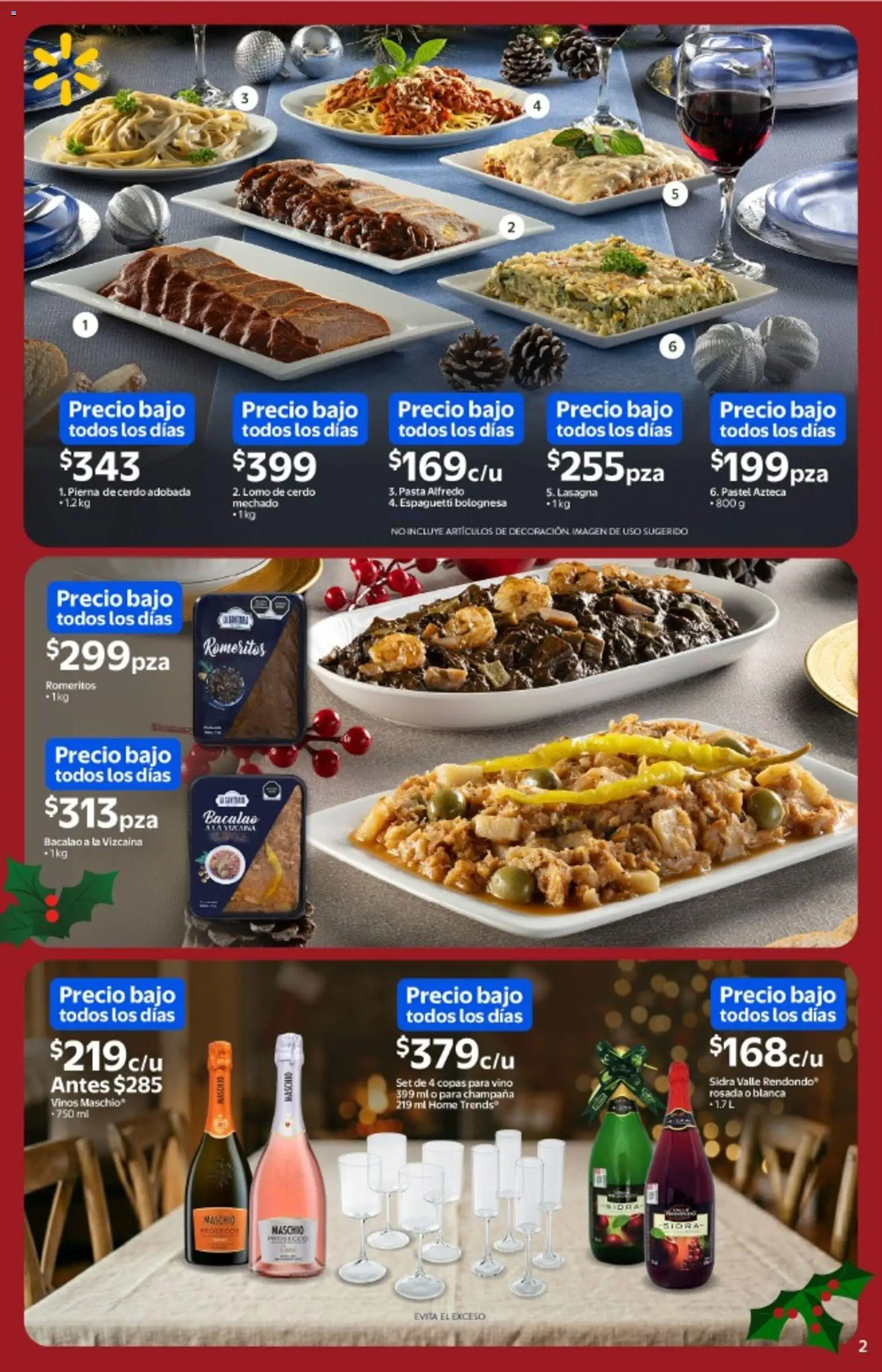 Nuevas ofertas de Walmart válidas en toda la República Mexicana desde el 03.12.2025. ¡Encuentra las mejores ofertas en Walmart catálogo La cena más esperada a precios bajos! | Página: 2 | Productos: Pastel, Cerdo, Pasta, Vino