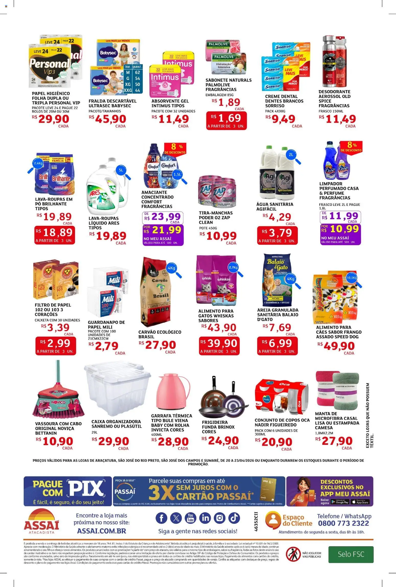 Assaí Atacadista Folheto - válido de 20.04.2026 | Página: 4 | Produtos: Areia, Garrafa térmica, Papel higiênico, Vassoura