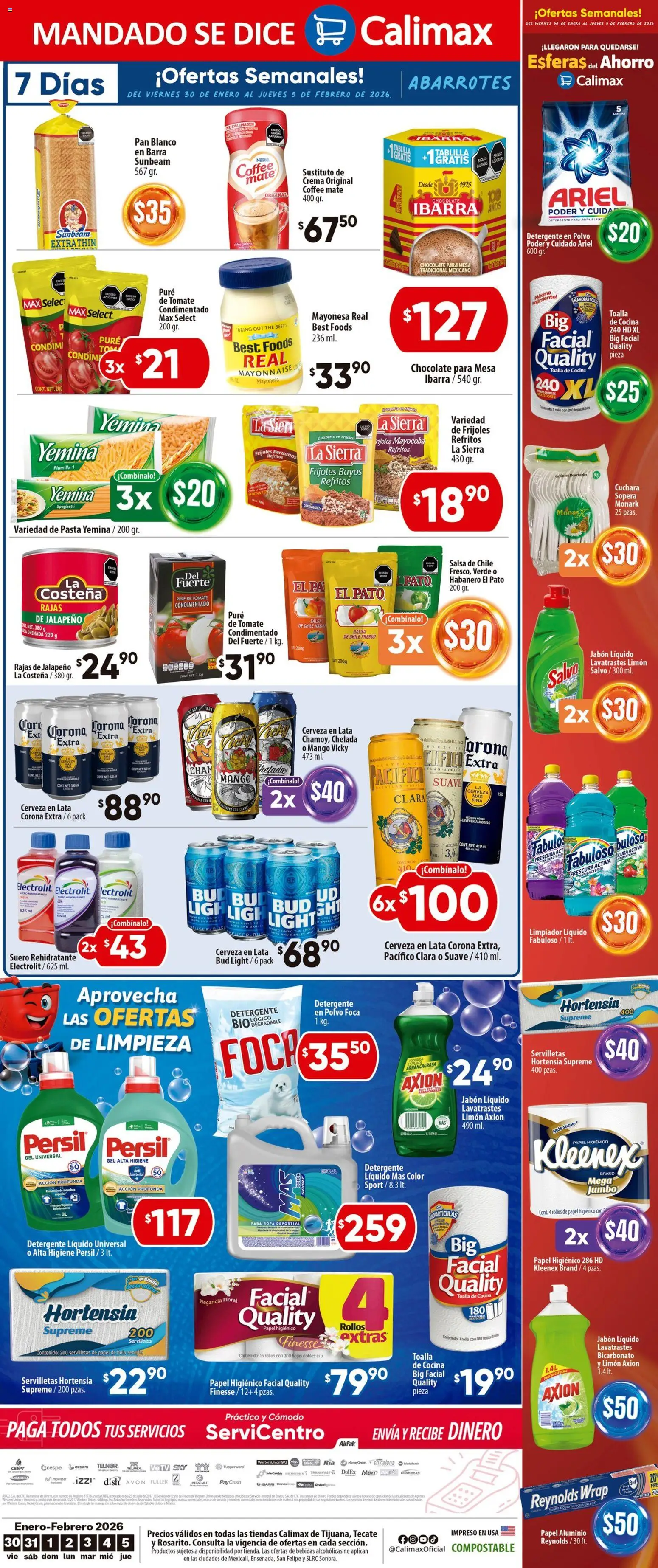 Nuevas ofertas de Calimax válidas en toda la República Mexicana desde el 30.01.2026. ¡Encuentra las mejores ofertas en Calimax folleto! | Página: 6 | Productos: Mayonesa, Limón, Pasta, Barra
