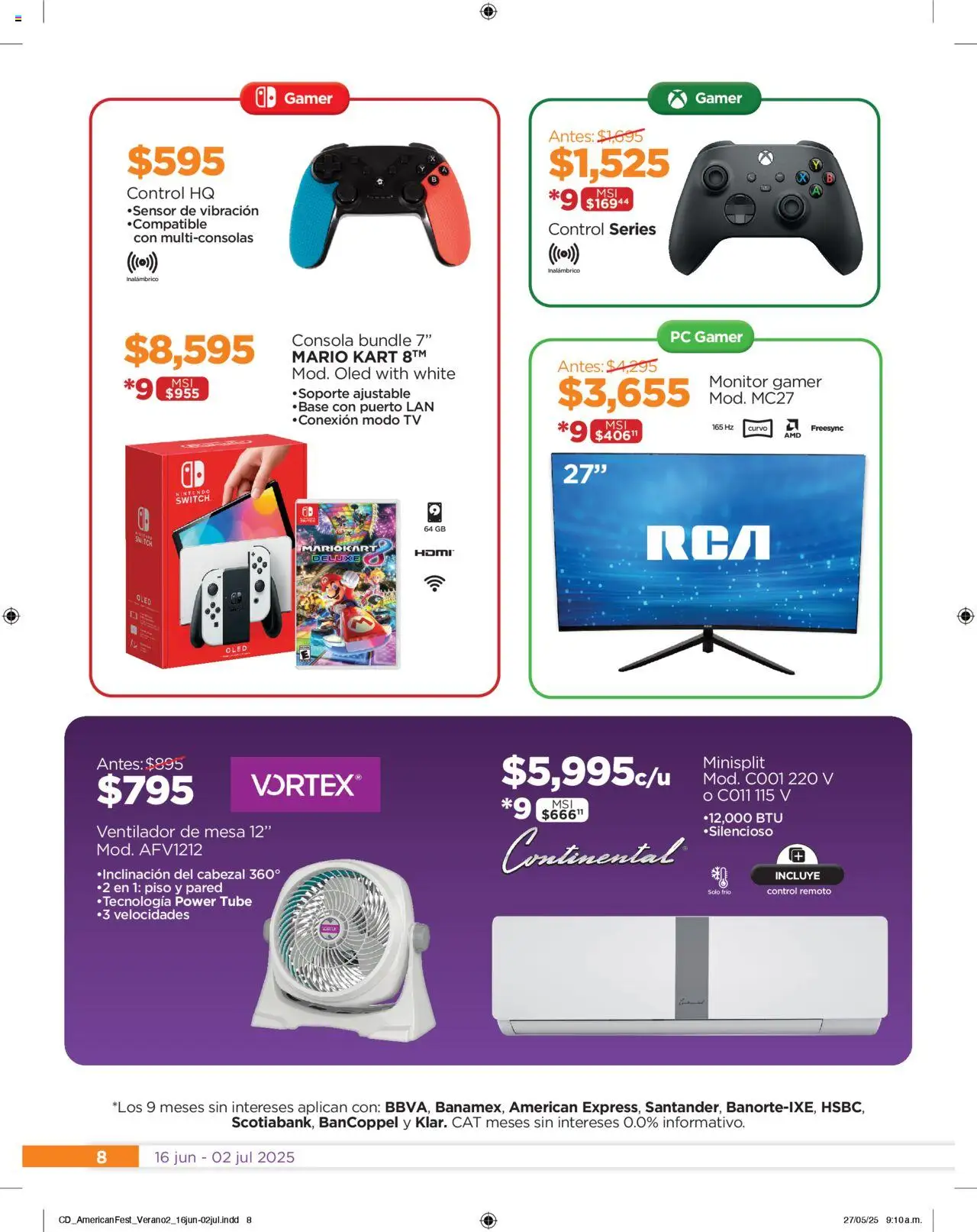 Nuevas ofertas de Chedraui válidas en toda la República Mexicana desde el 16.06.2025. ¡Encuentra las mejores ofertas en Chedraui folleto! | Página: 8 | Productos: Ventilador, Monitor, Control remoto, Mesa