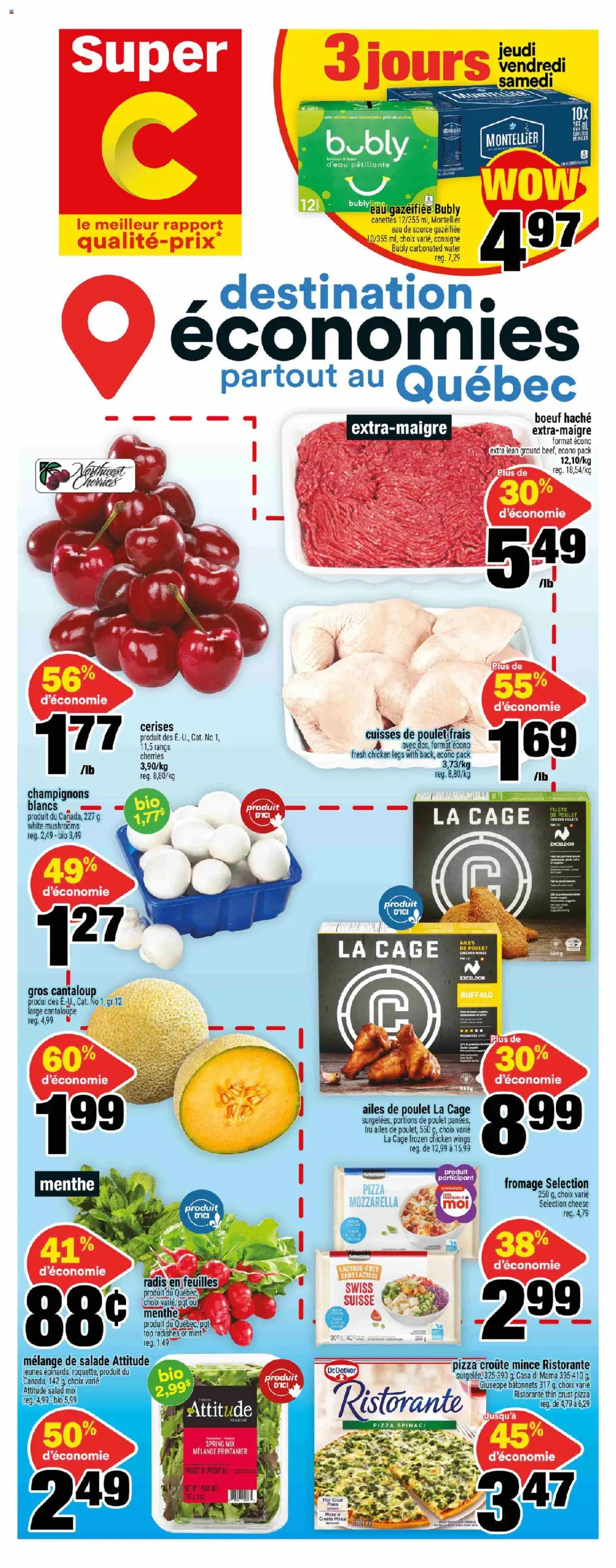 Super C flyer valid from 17.07.2025 | Page: 1 | Products: Salad, Chicken wings, Cheese, Pizza