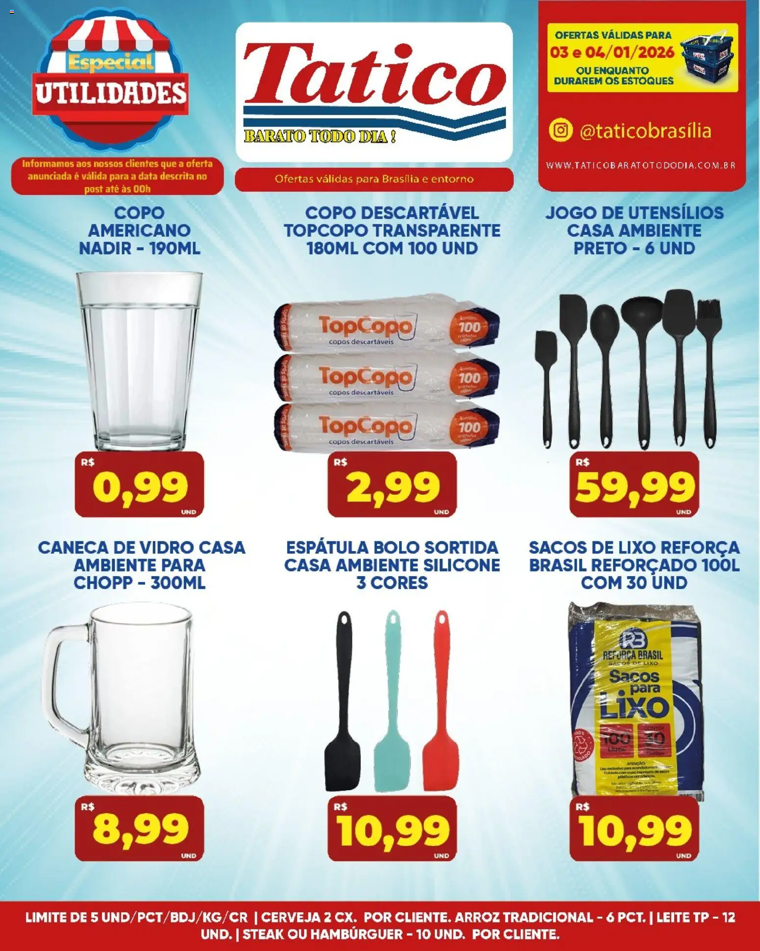 Tatico Folheto - válido de 05.01.2026 | Página: 28 | Produtos: Copos descartáveis, Cerveja, Arroz, Espátula