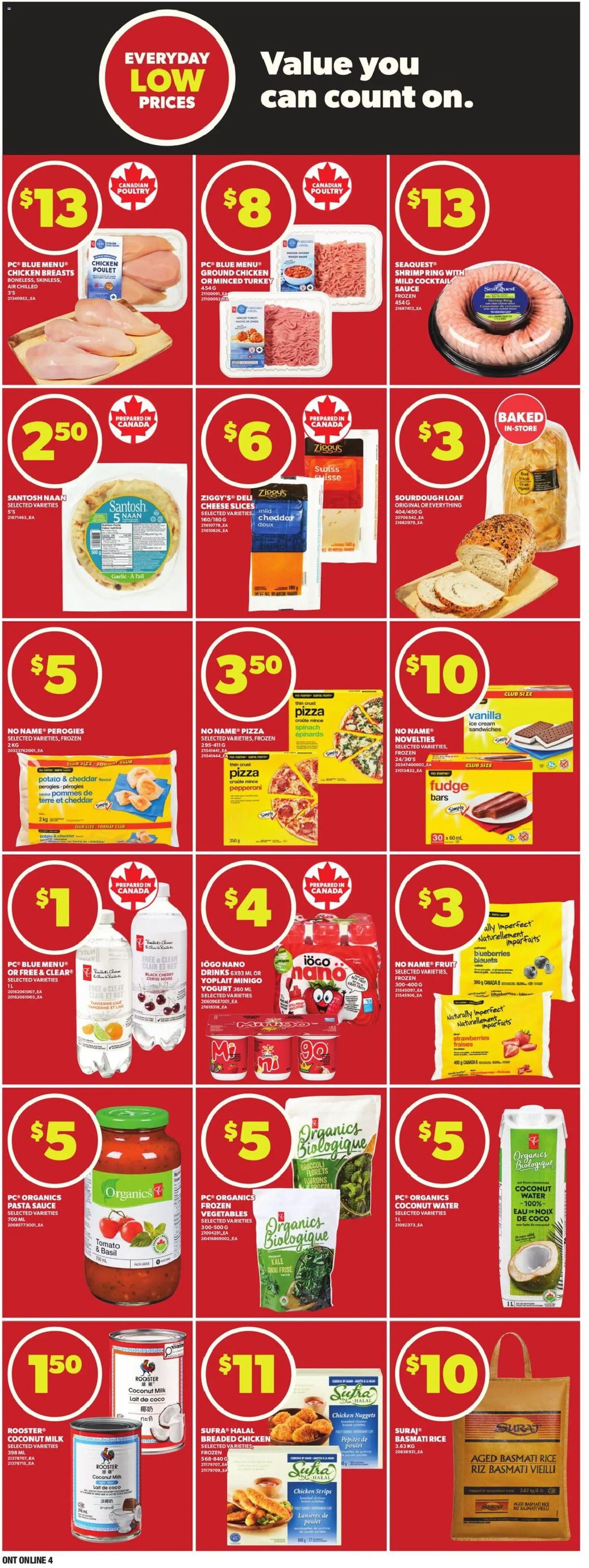 Loblaws flyer valid from 19.02.2026 | Page: 13 | Products: Rice, Pasta, Ice cream, Cheese