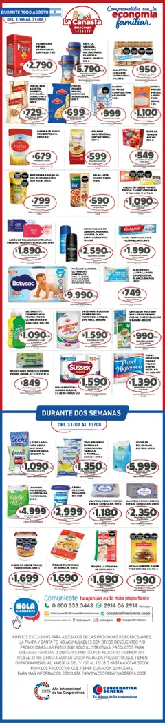Vista previa Cooperativa Obrera Canasta válido desde el 01.08.2025