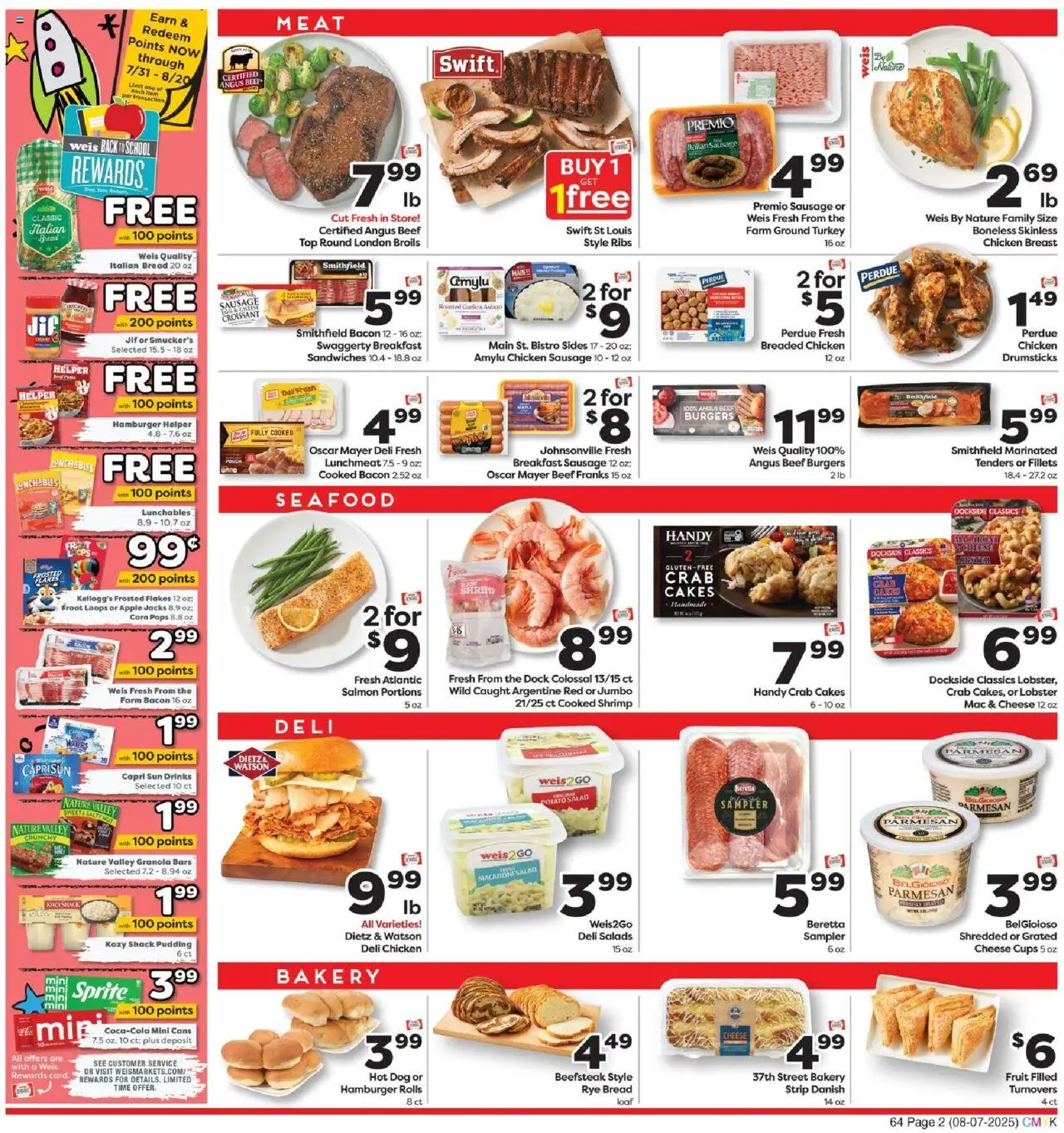 Weis Weekly Circular - NY - valid from 07.08.2025 | Page: 2 | Products: Corn, Cheese, Bread, Sausage
