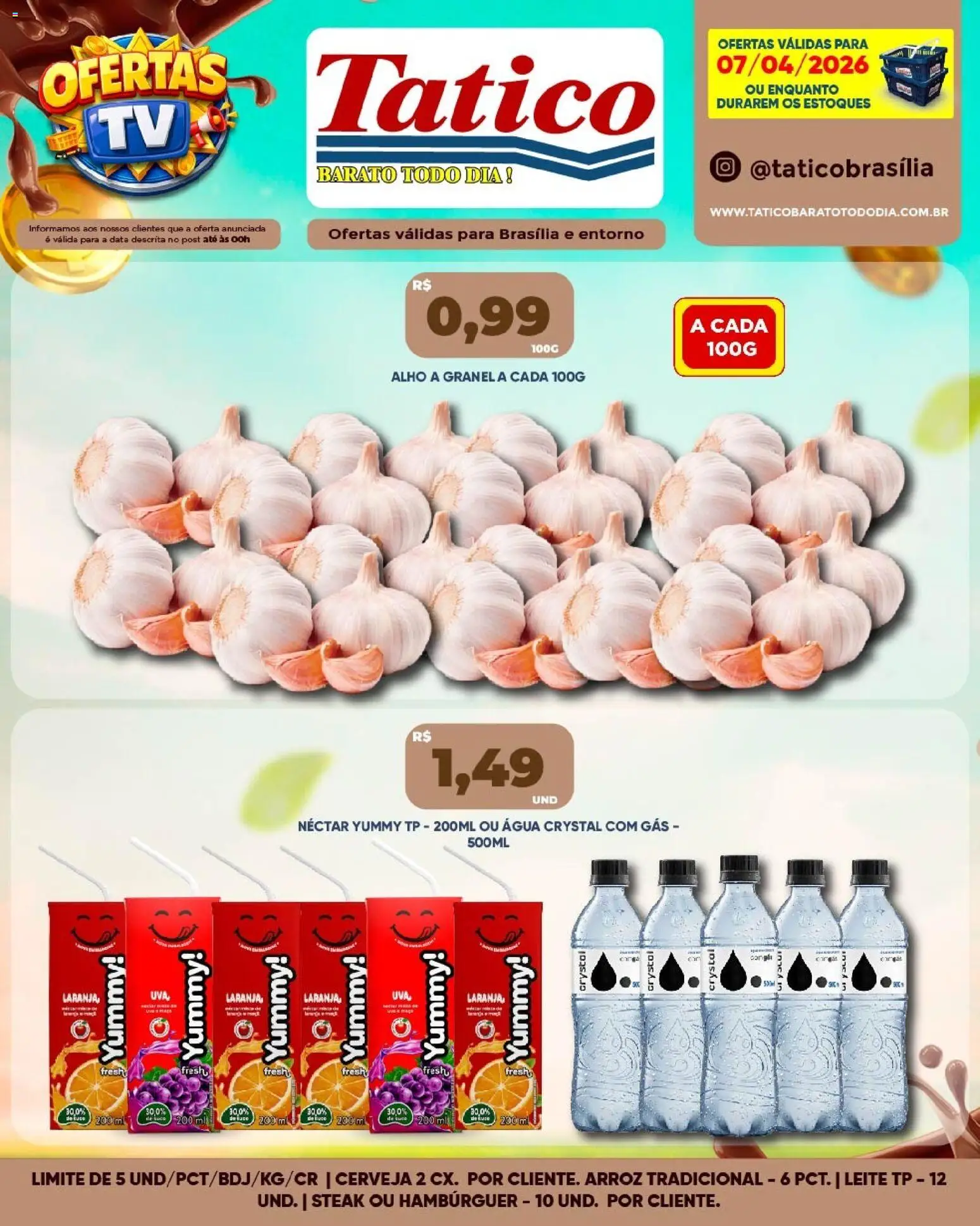 Tatico Folheto - válido de 08.04.2026 | Página: 20 | Produtos: Alho, Leite, Cerveja, Hambúrguer