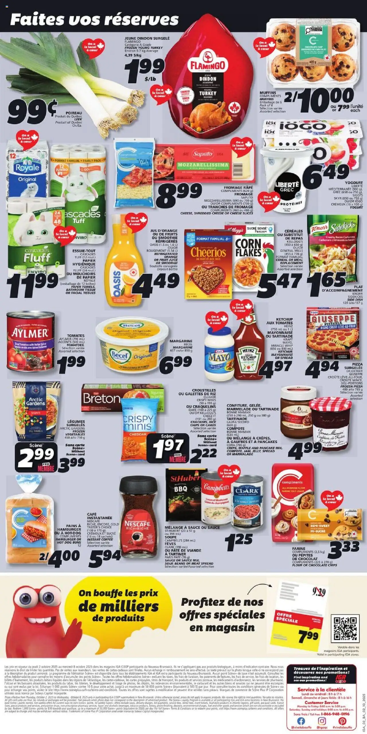 IGA flyer valid from 02.10.2025 | Page: 2 | Products: Rice, Ketchup, Yogurt, Pizza