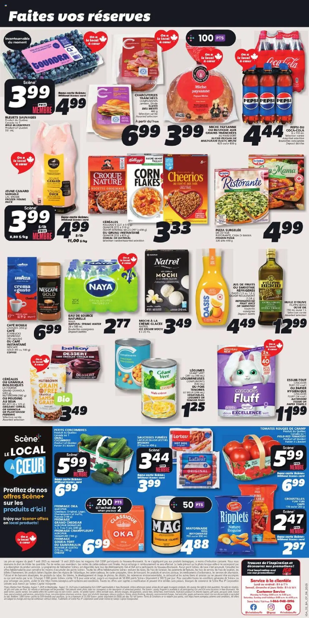 IGA flyer valid from 07.08.2025 | Page: 2 | Products: Chips, Cream, Coffee, Juice