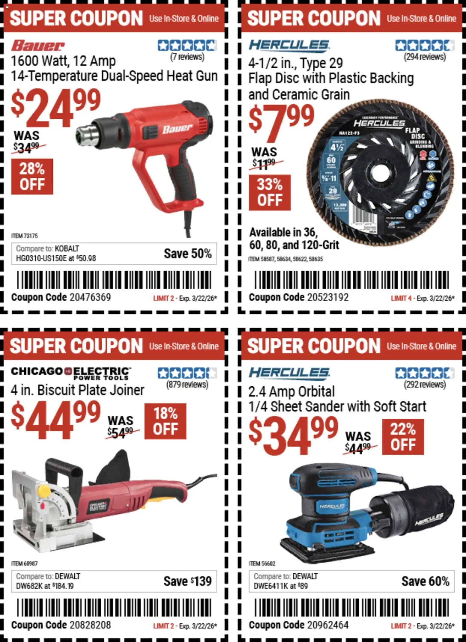 Harbor Freight Weekly Ad - valid from 09.03.2026 | Page: 14 | Products: Sander, Sheet, Gun