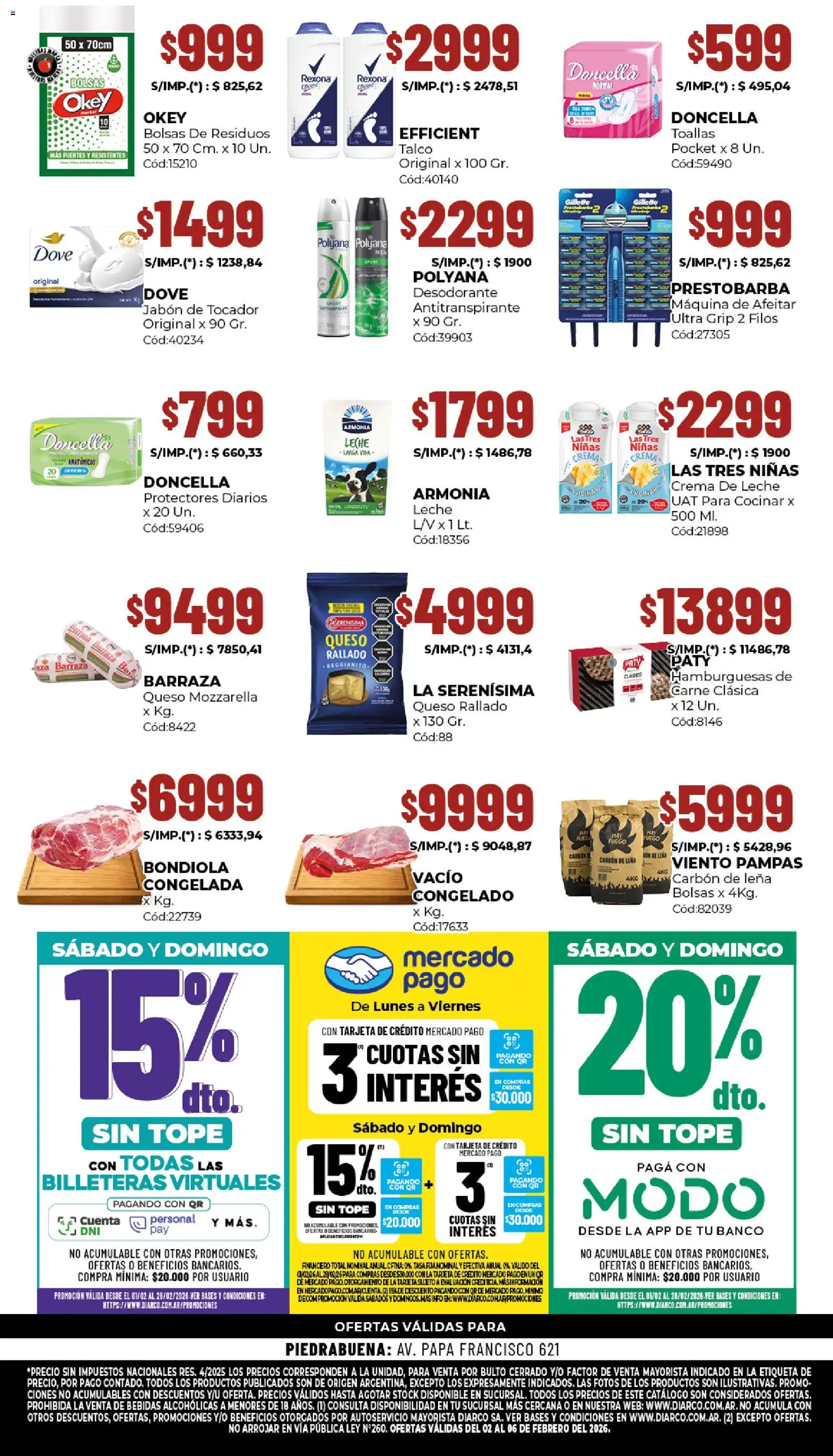 Diarco - Especial Piedrabuena │ válido desde el 02.02.2026 | Página: 2 | Productos: Banco, Maquina de afeitar, Leche, Queso