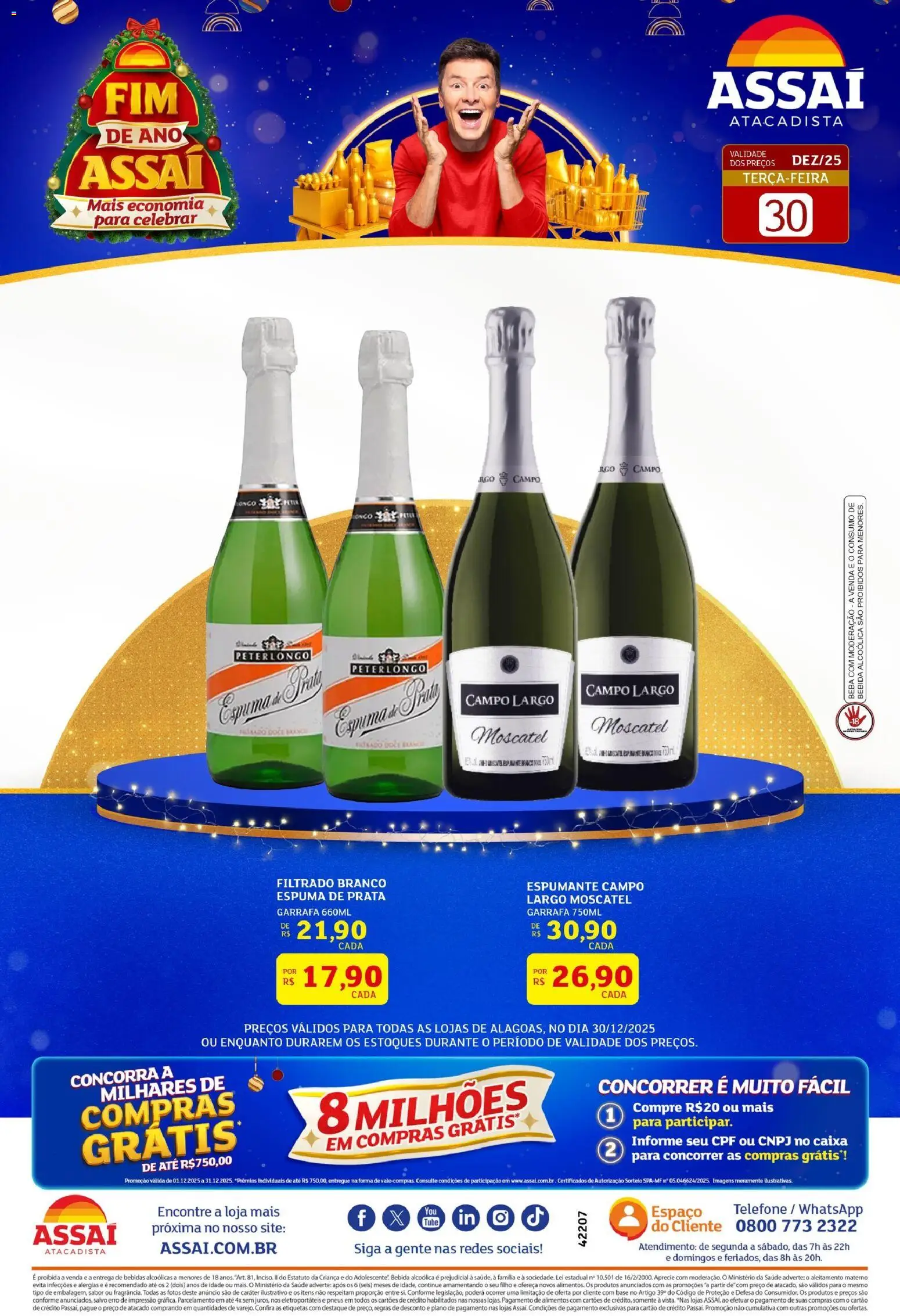 Assaí Atacadista Folheto - válido de 30.12.2025 | Página: 1 | Produtos: Espumante, Caixa, Bebida, Telefone