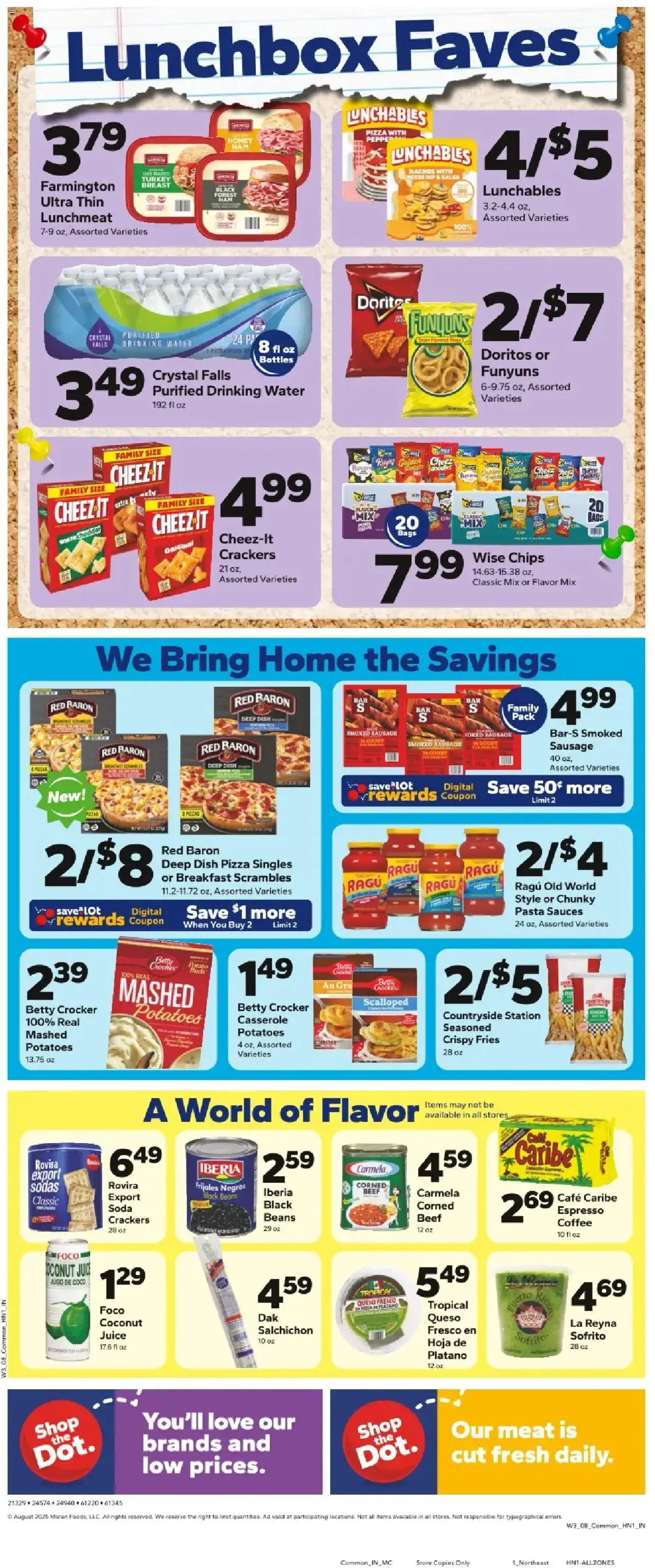 Save a Lot Weekly Ad - valid from 13.08.2025 | Page: 2 | Products: Pizza, Juice, Water, Sausage