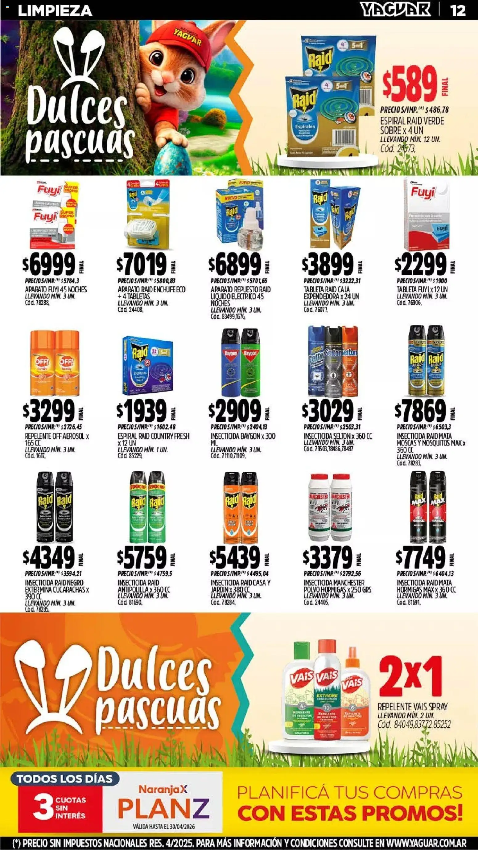 Yaguar - Oferta Semanal Mar del Plata │ válido desde el 30.03.2026 | Página: 12 | Productos: Tableta, Repelente, Insecticida, Enchufe