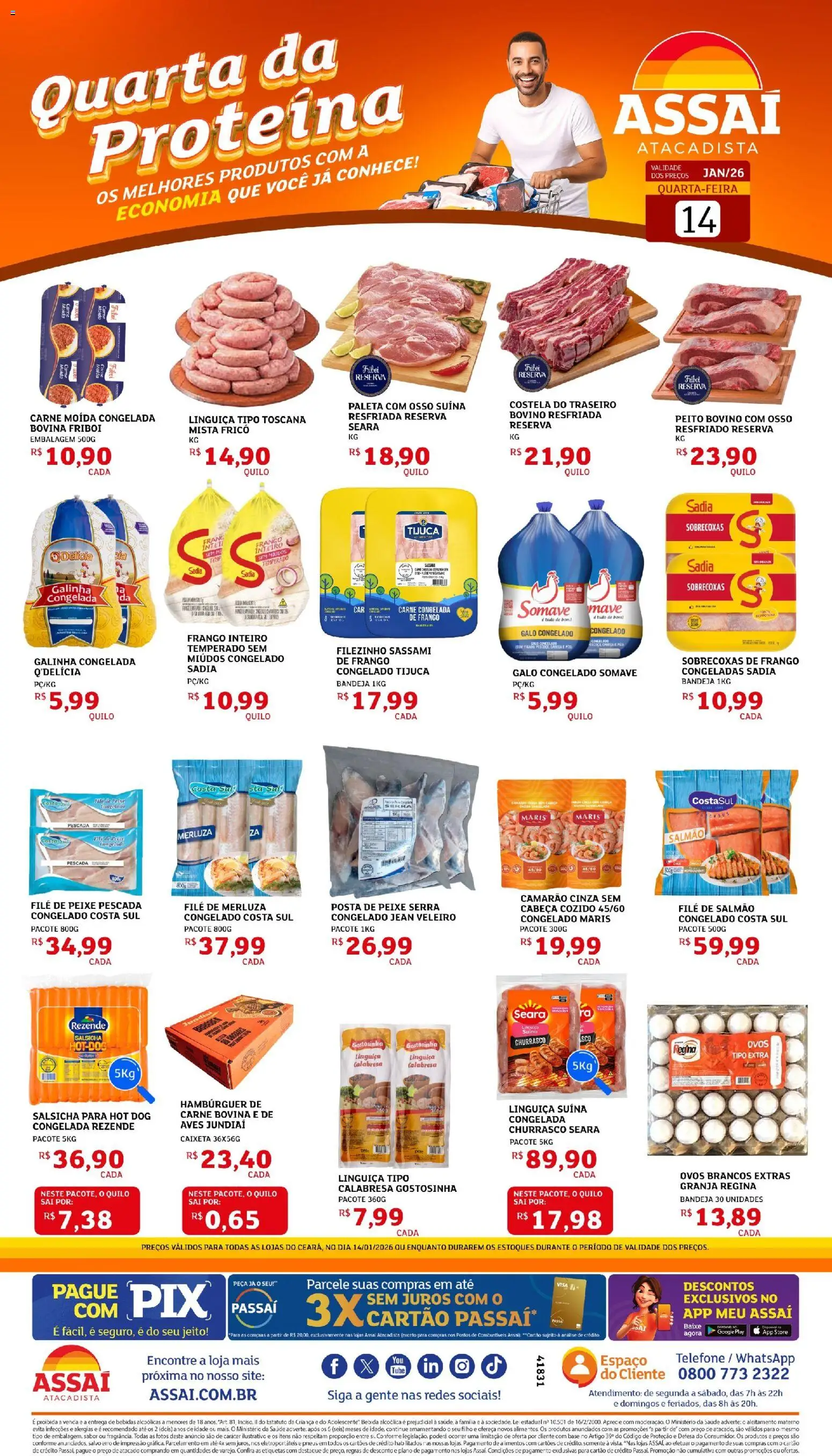 Assaí Atacadista Folheto - válido de 14.01.2026 | Página: 1 | Produtos: Pneus, Peixe, Bandeja, Carne moída