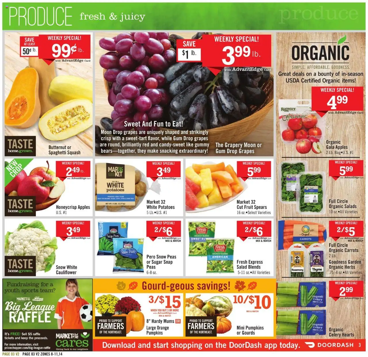 Price Chopper Weekly Ad - valid from 28.09.2025 | Page: 3 | Products: Squash, Apples, Potatoes, Cauliflower
