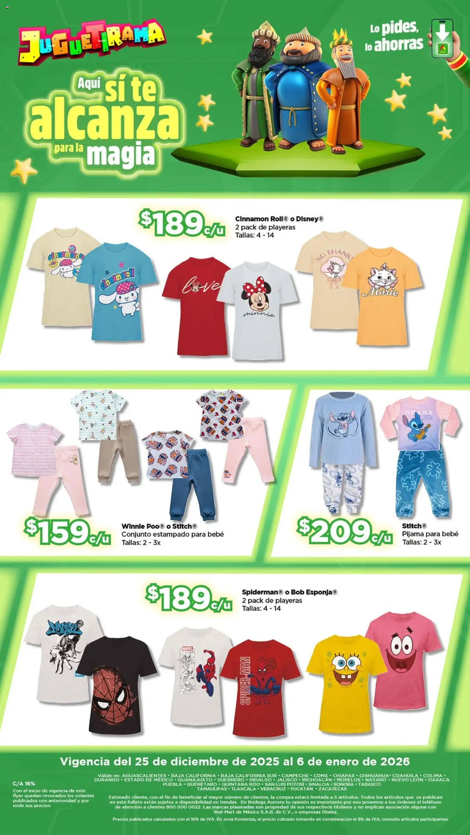 Nuevas ofertas de Bodega Aurrerá válidas en toda la República Mexicana desde el 25.12.2025. ¡Encuentra las mejores ofertas en Bodega Aurrerá folleto Juguetirama! | Página: 1 | Productos: Pijama, Conjunto, Té, Teléfono