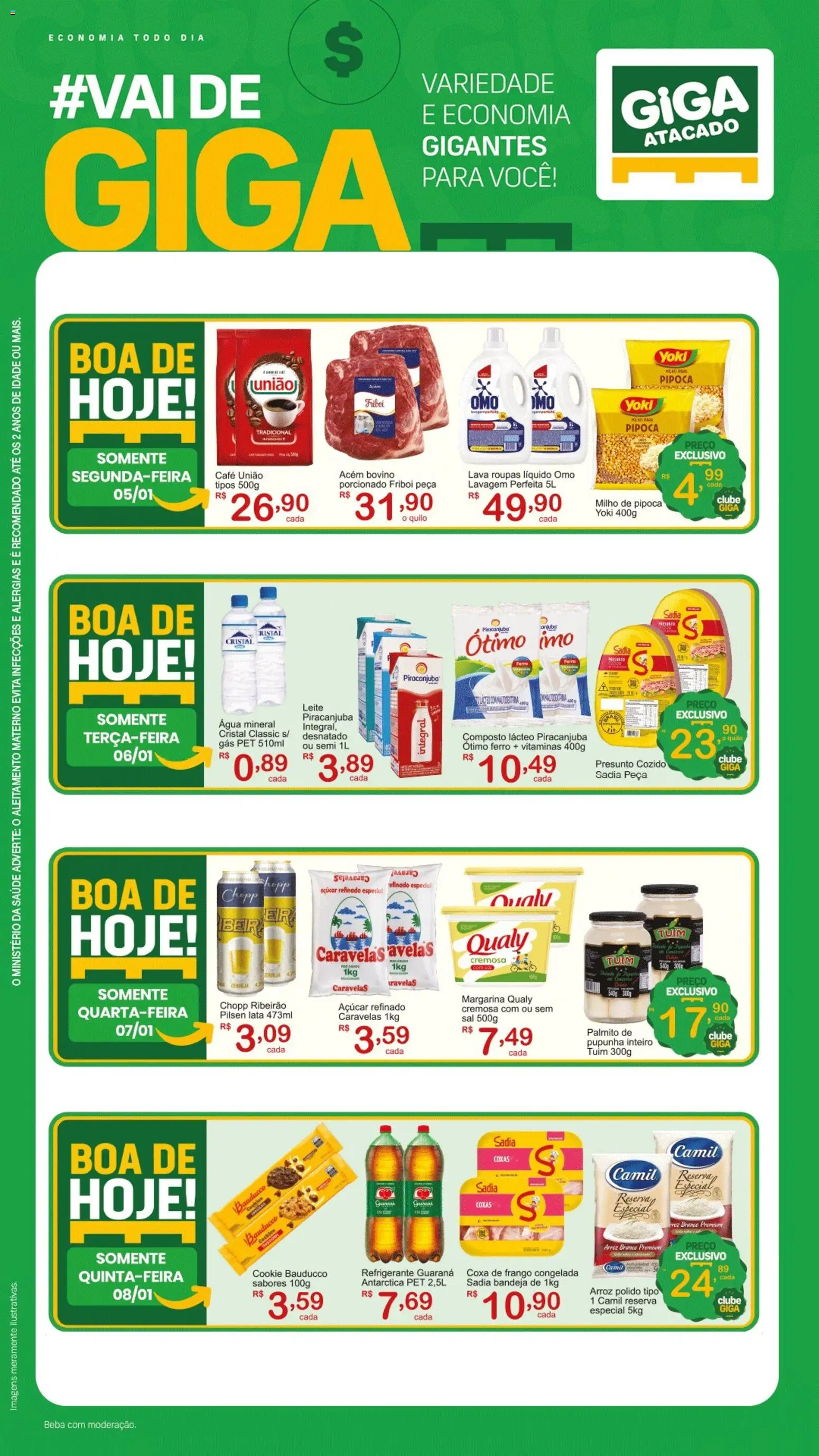 GIGA Atacado Folheto - válido de 05.01.2026 | Página: 1 | Produtos: Leite, Presunto, Roupas, Sal