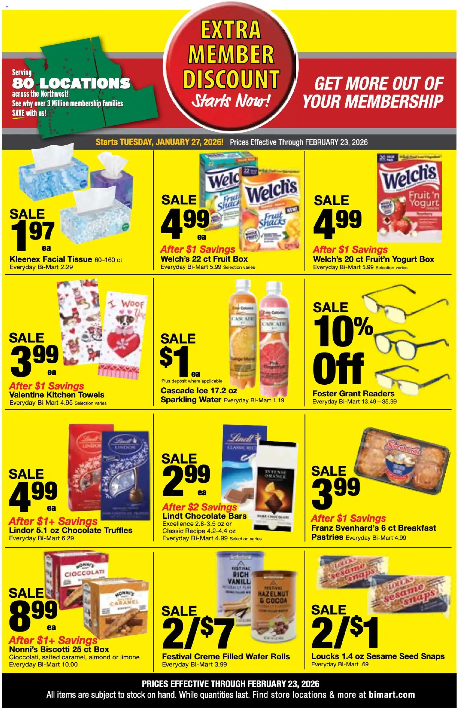 Bi-Mart Weekly Ad - valid from 27.01.2026 | Page: 5 | Products: Box, Yogurt, Chocolate, Water