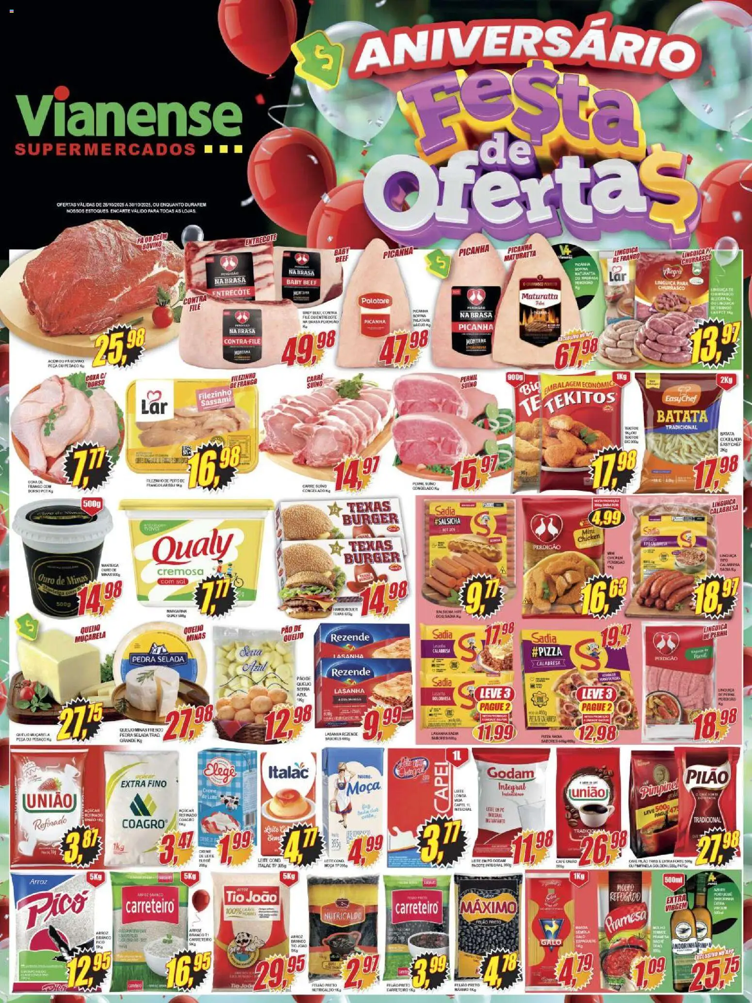 Vianense Folheto - válido de 28.10.2025 | Página: 1 | Produtos: Contra filé, Pernil, Café, Arroz