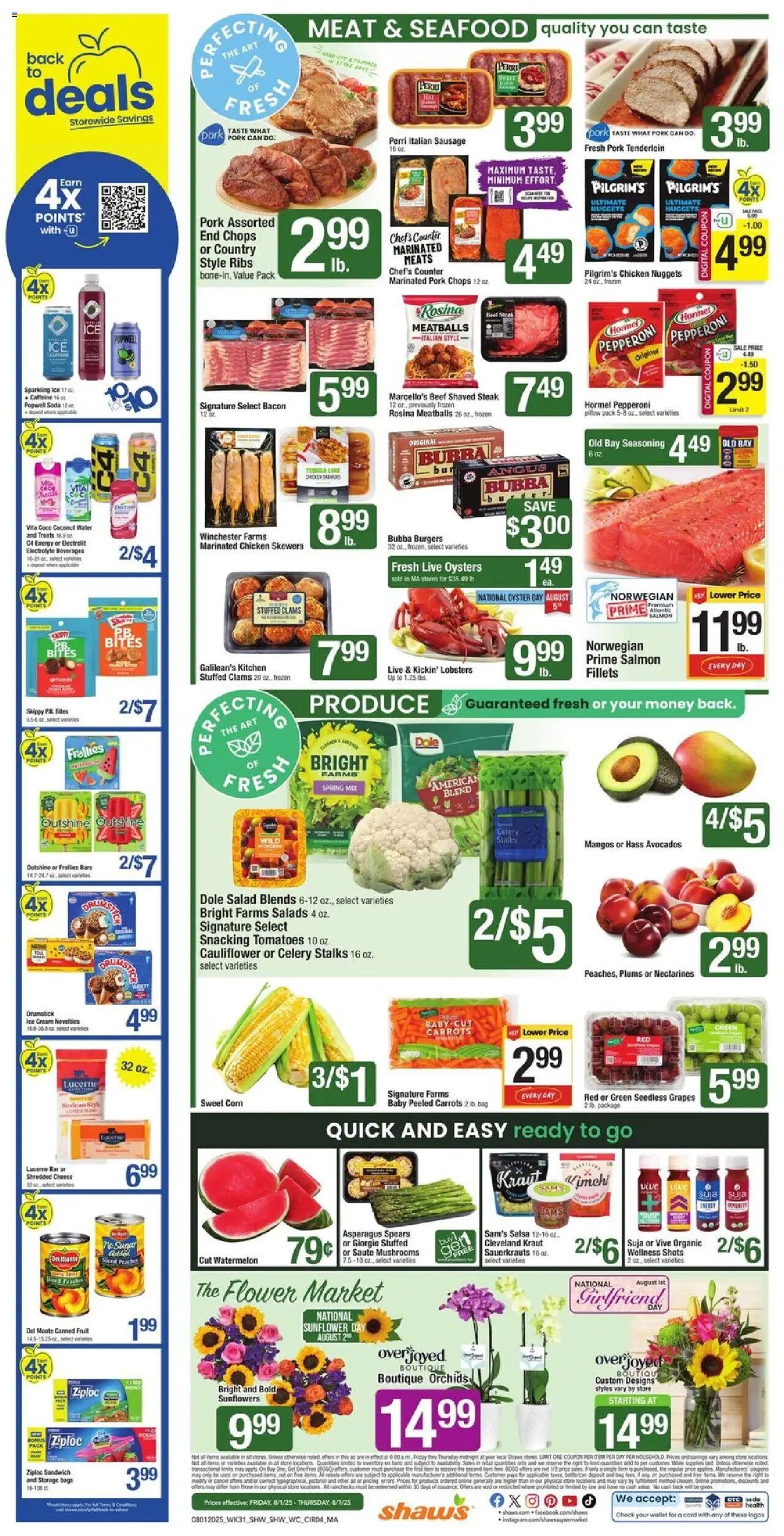 Shaw's Weekly Ad - MA - valid from 01.08.2025 | Page: 6 | Products: Salad, Sausage, Watermelon, Grapes