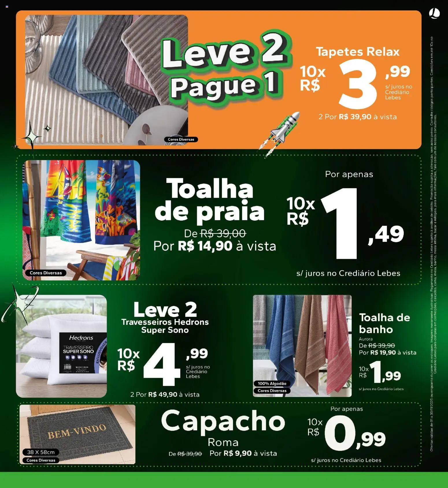 Lebes Folheto - válido de 01.11.2025 | Página: 3 | Produtos: Travesseiro, Capacho, Algodão