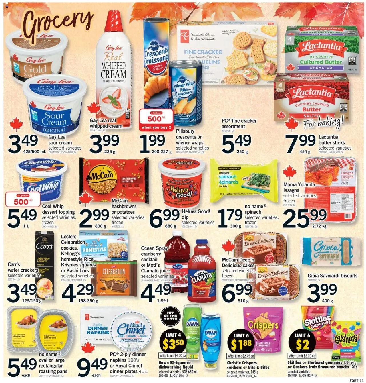 Fortinos flyer valid from 09.10.2025 | Page: 12 | Products: Rice, Sour cream, Potatoes, Table