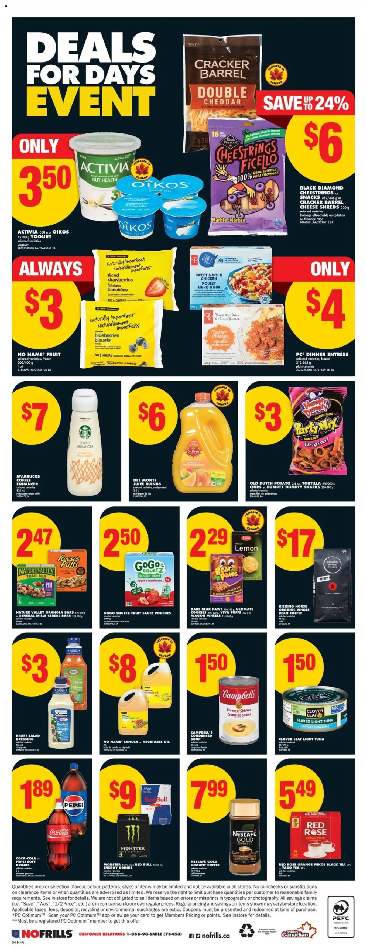 No Frills flyer valid from 01.01.2026 | Page: 4 | Products: Strawberries, Cream, Oil, Juice