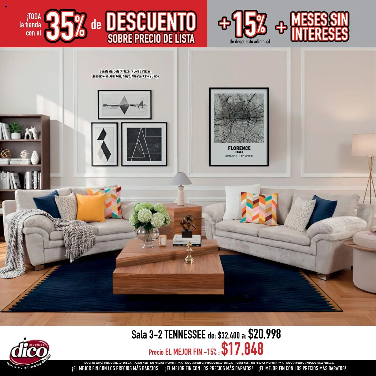 Nuevas ofertas de Muebles Dico válidas en toda la República Mexicana desde el 01.11.2025. ¡Encuentra las mejores ofertas en Muebles Dico Buen Fin ! | Página: 4 | Productos: Sofá, Café, Sobre