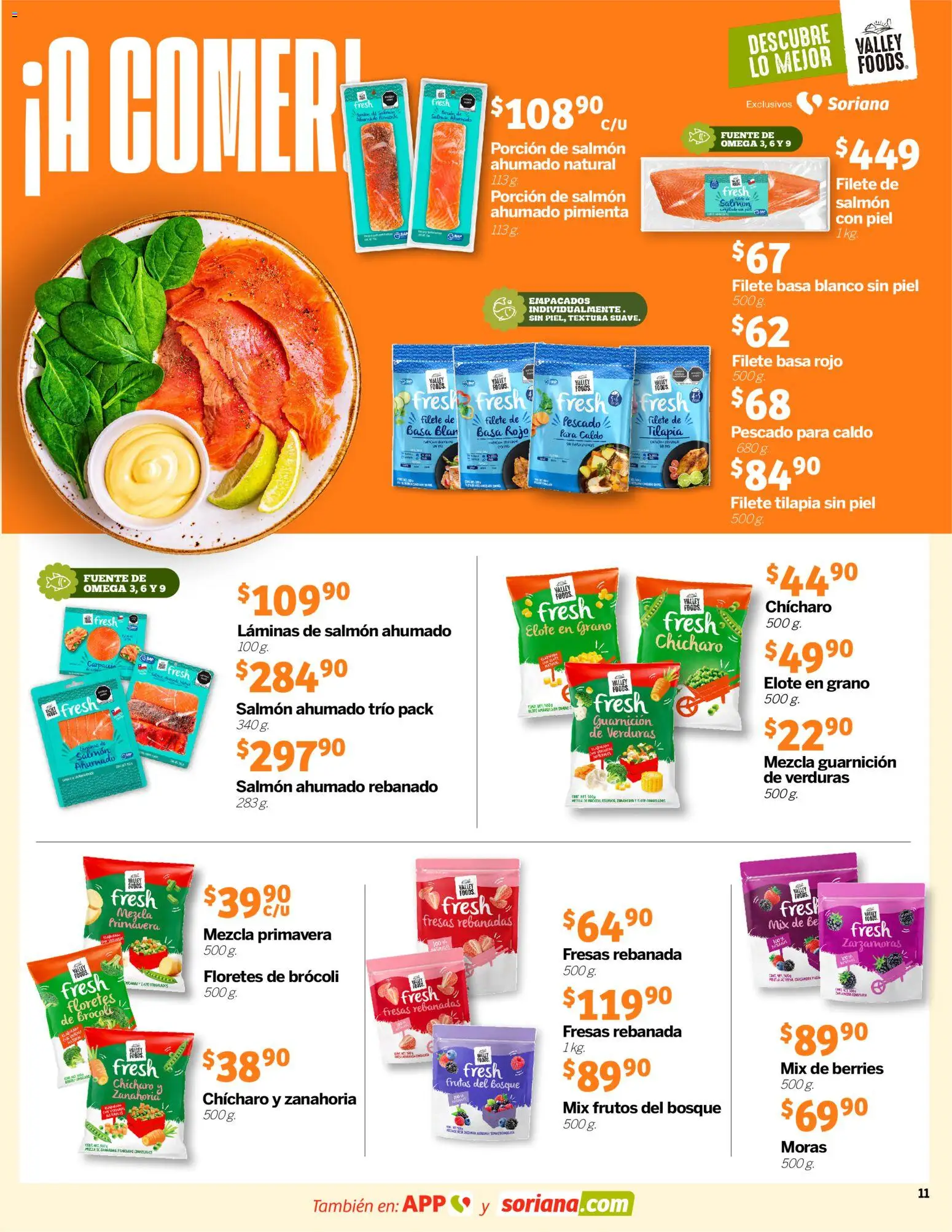 Nuevas ofertas de Soriana válidas en toda la República Mexicana desde el 26.03.2026. ¡Encuentra las mejores ofertas en Soriana Descubre lo mejor Súper Nacional! | Página: 11 | Productos: Fuente, Pimienta, Fresas, Zanahoria