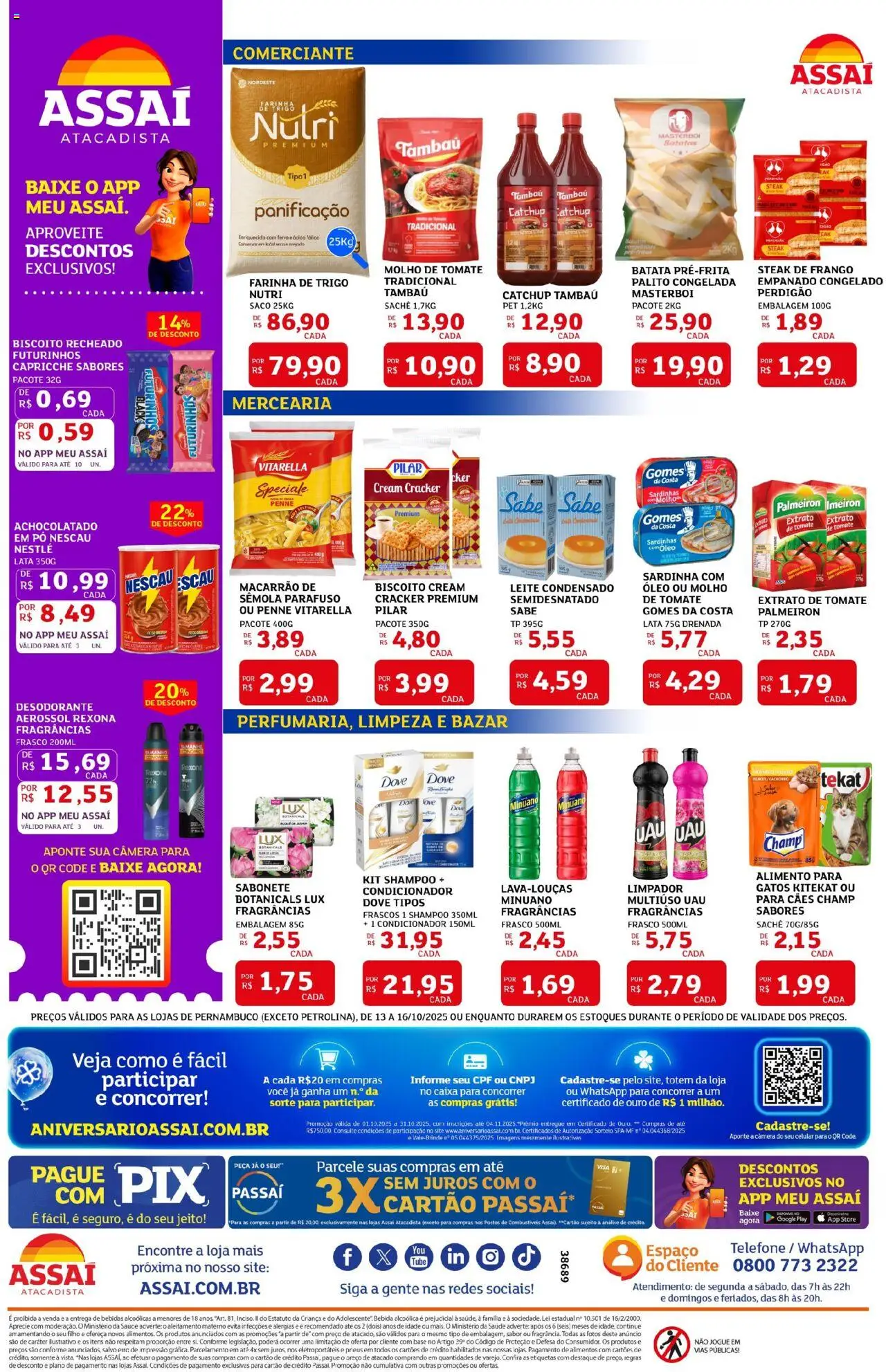 Assaí Atacadista Folheto - válido de 13.10.2025 | Página: 2 | Produtos: Condicionador, Base, Rexona, Sardinha