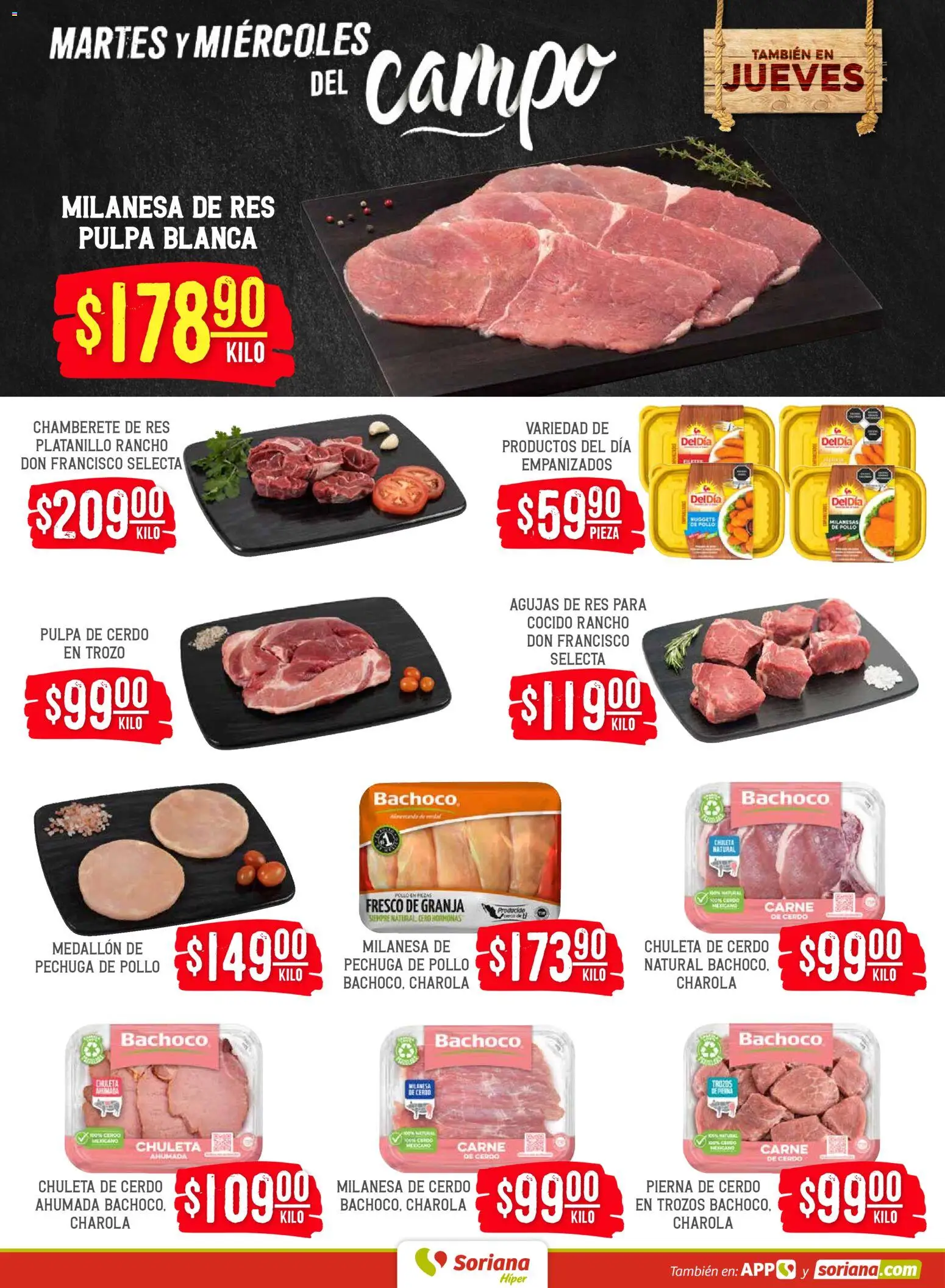 Nuevas ofertas de Soriana válidas en toda la República Mexicana desde el 28.04.2026. ¡Encuentra las mejores ofertas en Soriana Martes y Miércoles del Campo Híper: Tijuana, Mexicali, Ensenada, San Luis Río Colorado y Tecate! | Página: 4 | Productos: Pollo, Milanesa, Cerdo, Res