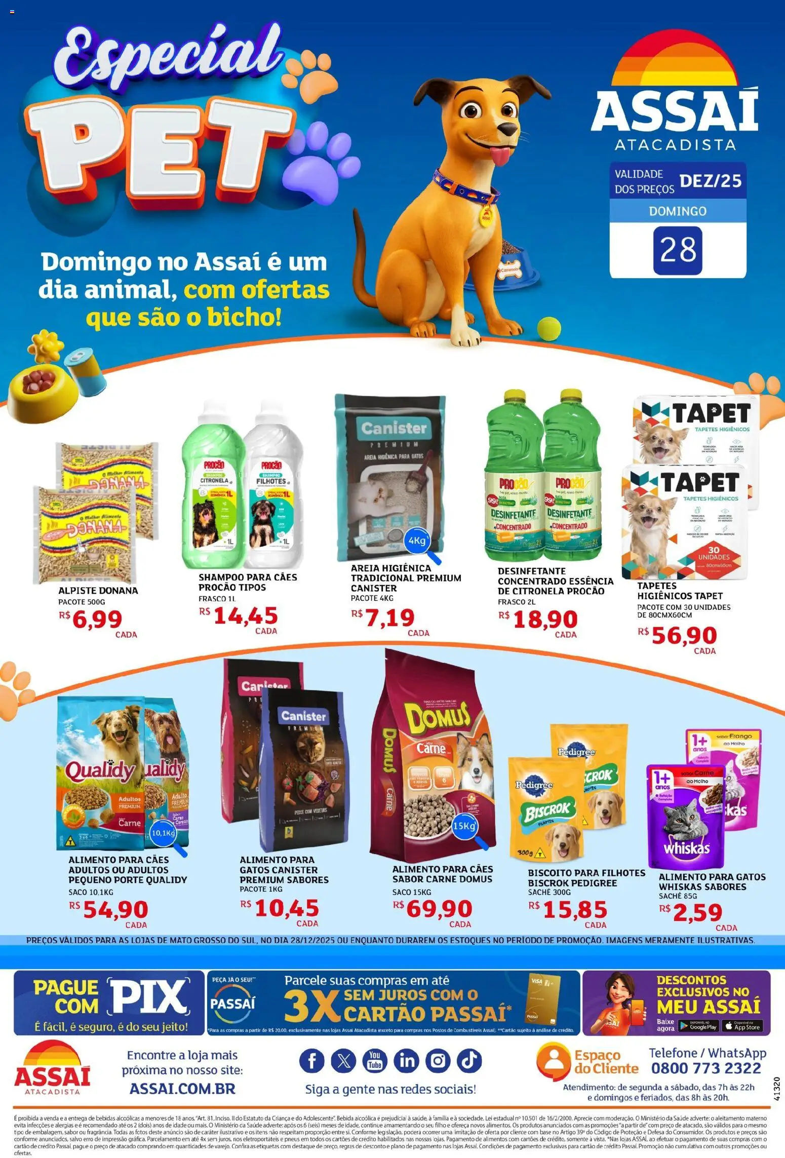 Assaí Atacadista Folheto - válido de 28.12.2025 | Página: 1 | Produtos: Shampoo, Peixe, Carne, Telefone