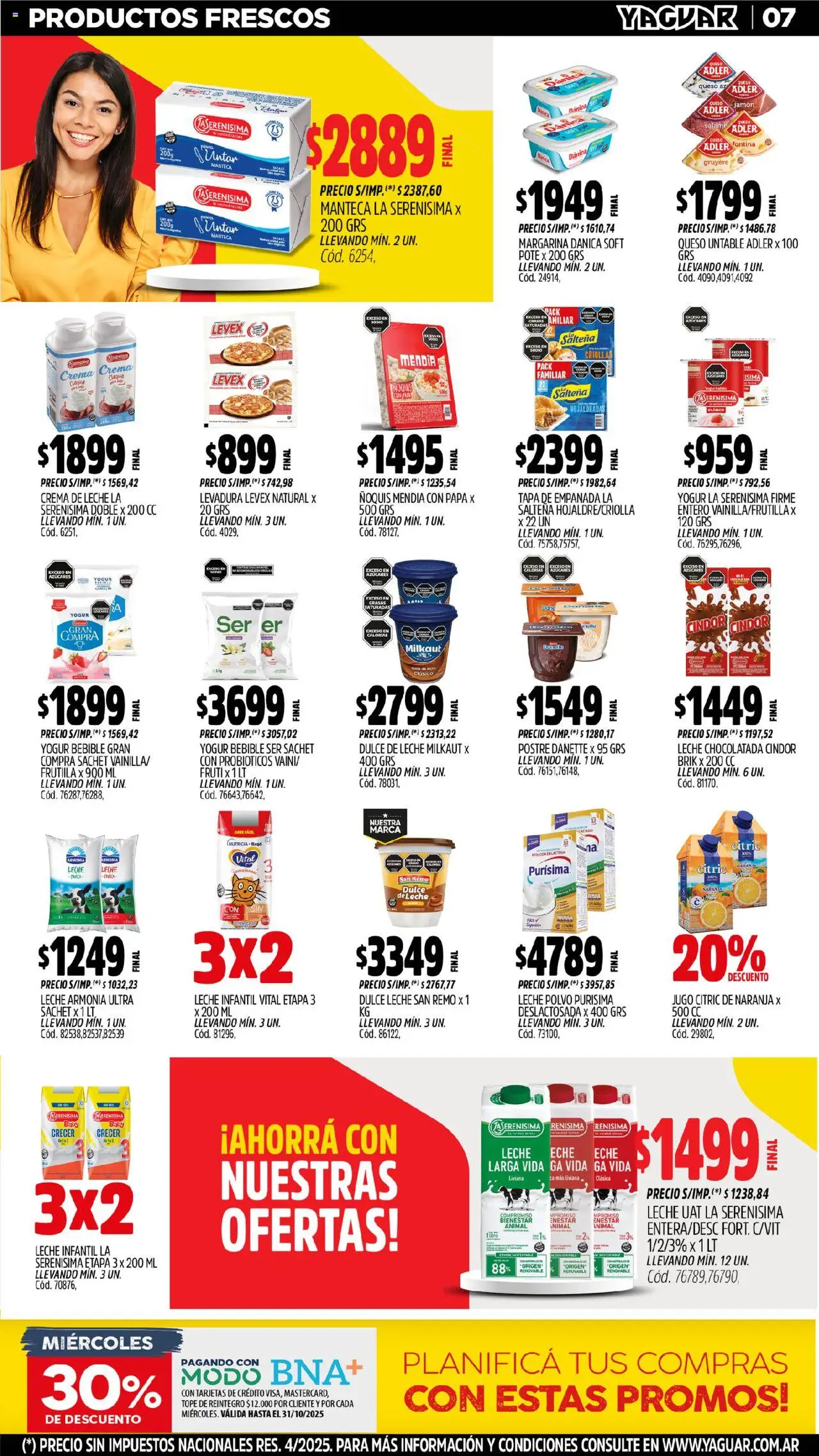 Yaguar - José C. Paz │ válido desde el 13.10.2025 | Página: 6 | Productos: Leche, Manteca, Chocolatada, Crema