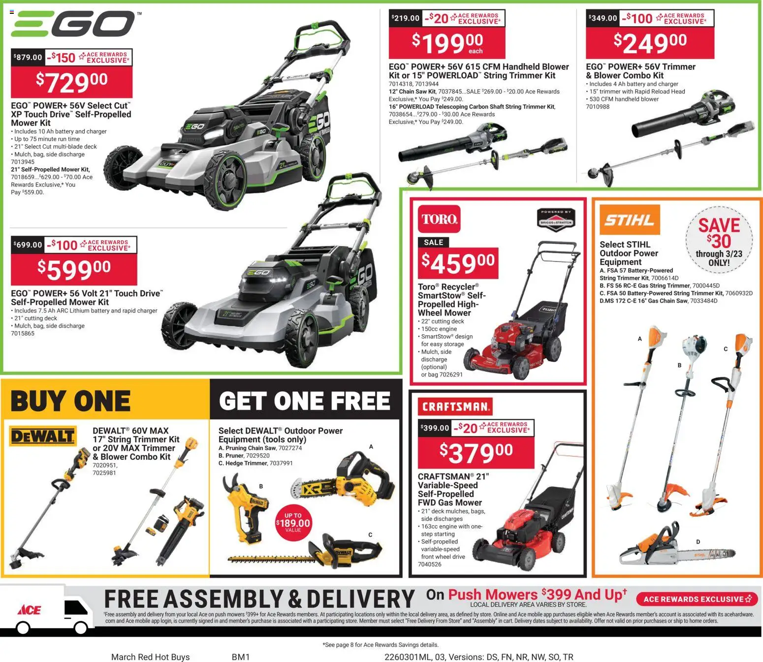 ACE Hardware Weekly Ad - valid from 01.03.2026 | Page: 3 | Products: Trimmer, Saw, Charger, Blower