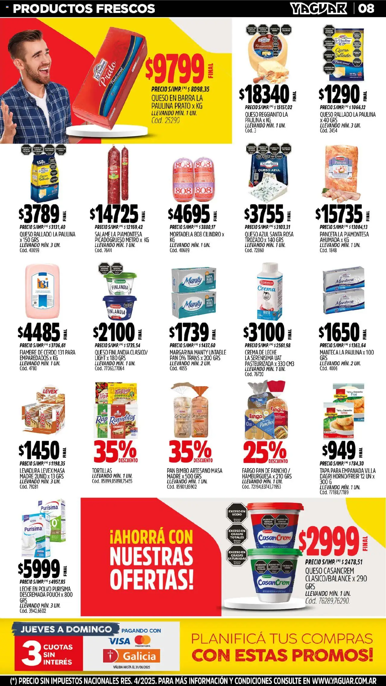Yaguar - Misiones │ válido desde el 18.08.2025 | Página: 8 | Productos: Crema de leche, Manteca, Cerdo, Margarina