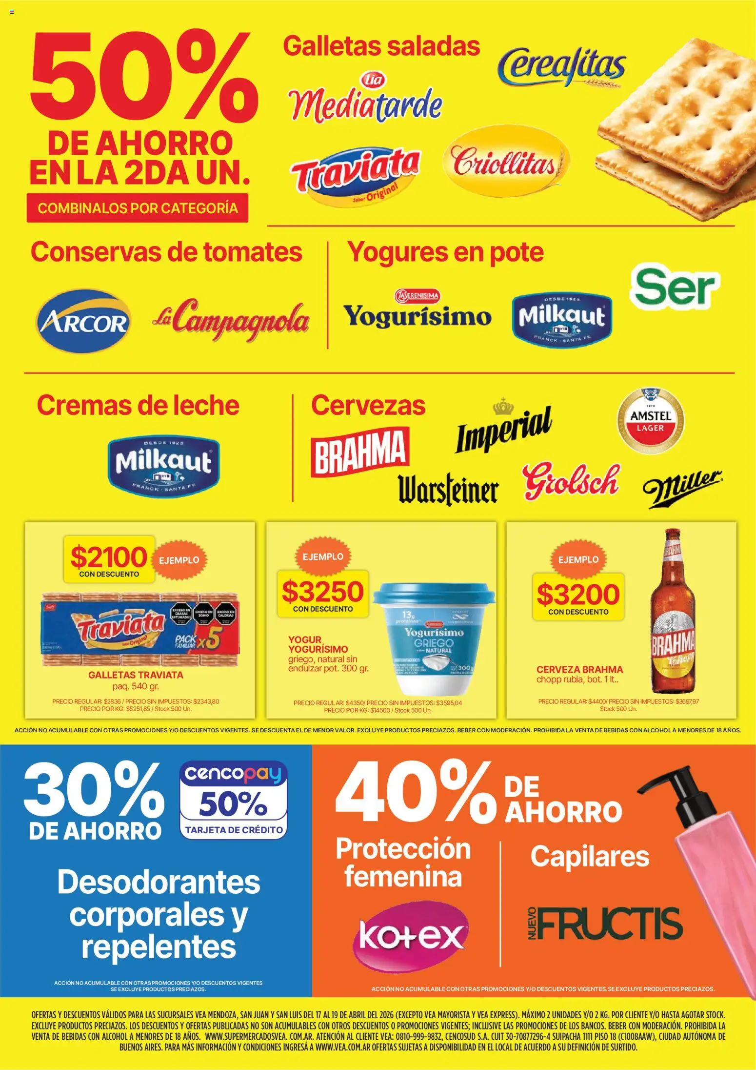 Vea - Ofertas fin de semana Cuyo │ válido desde el 17.04.2026 | Página: 4 | Productos: Leche, Yogur, Tomates, Galletas