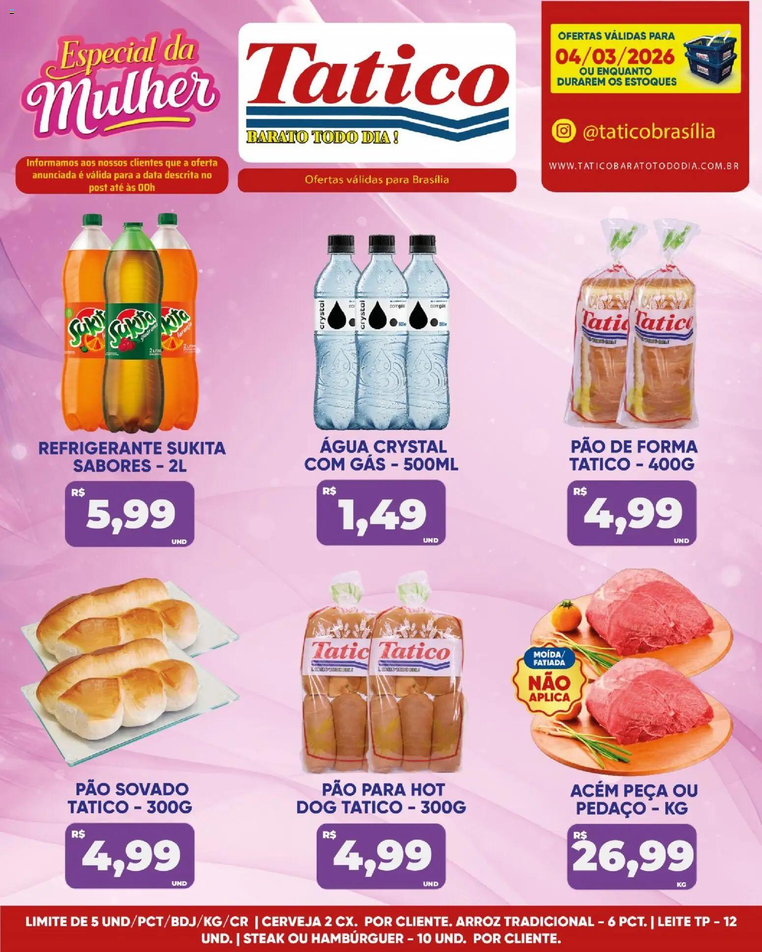 Tatico Folheto - válido de 04.03.2026 | Página: 7 | Produtos: Pão, Cerveja, Hambúrguer, Refrigerante