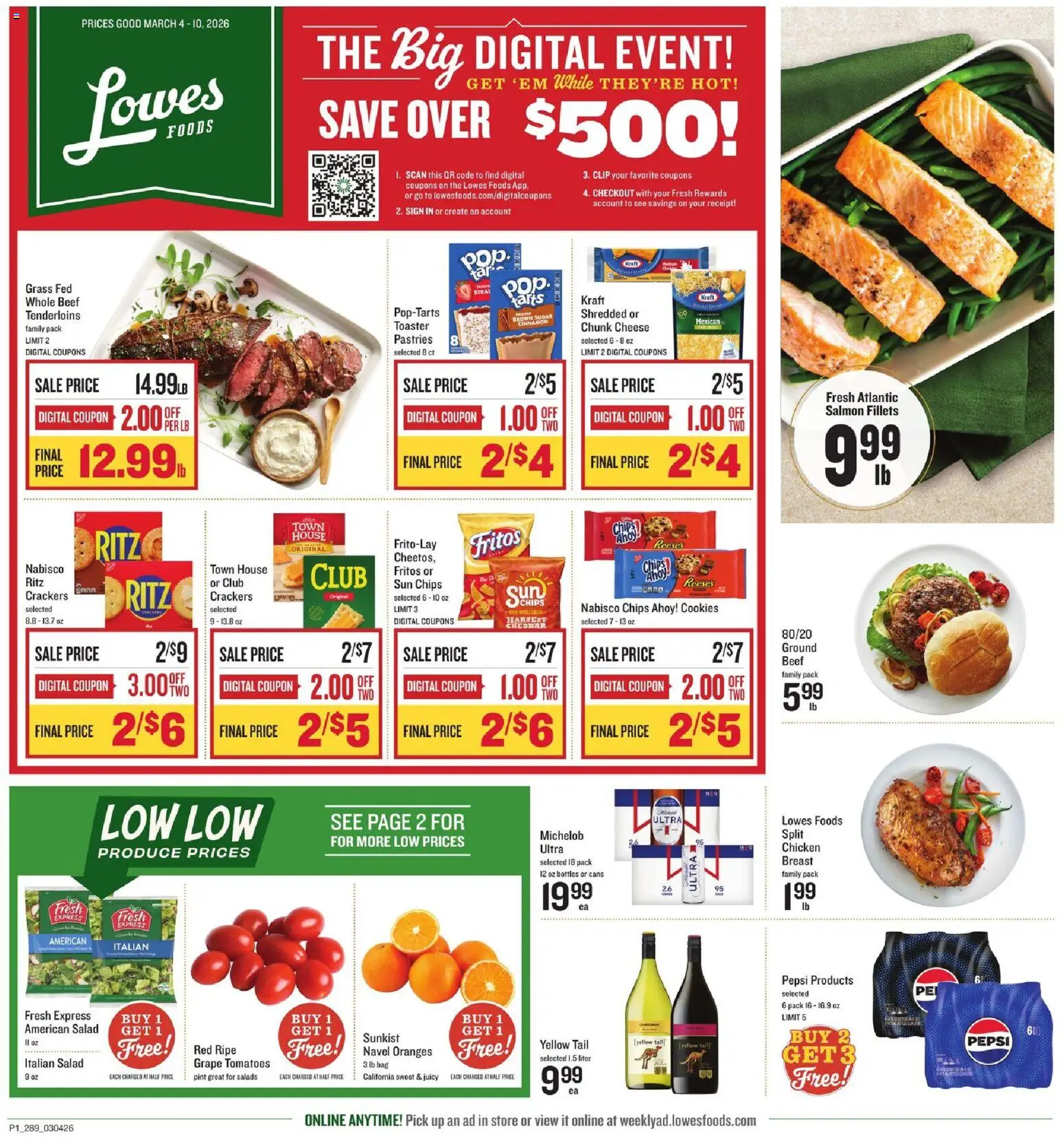 Lowes Foods Weekly Ad - GA - valid from 04.03.2026 | Page: 1 | Products: Clip, Oranges, Chips, Bag