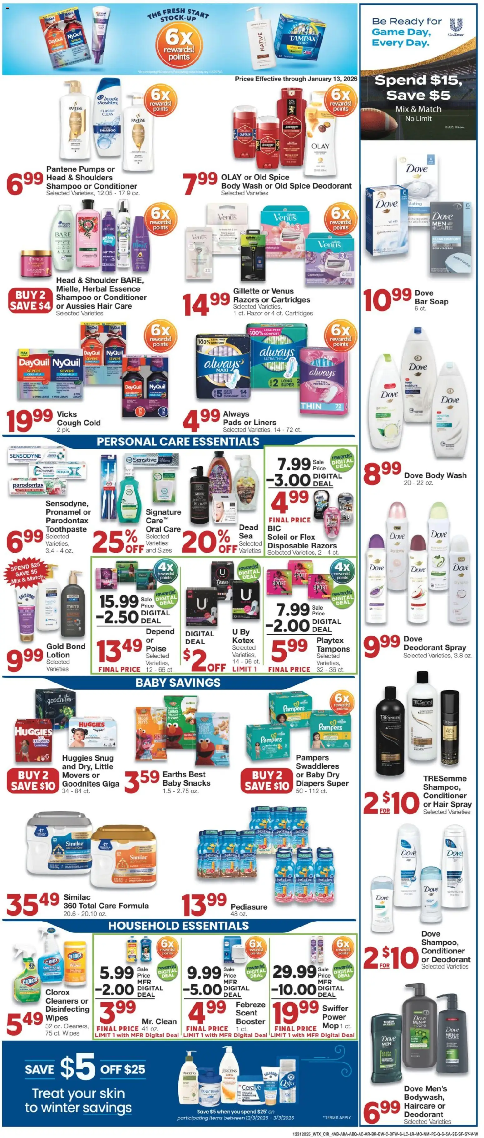 United Supermarkets Weekly Ad - valid from 30.12.2025 | Page: 4 | Products: Hair spray, Soap, Pads, Tampons