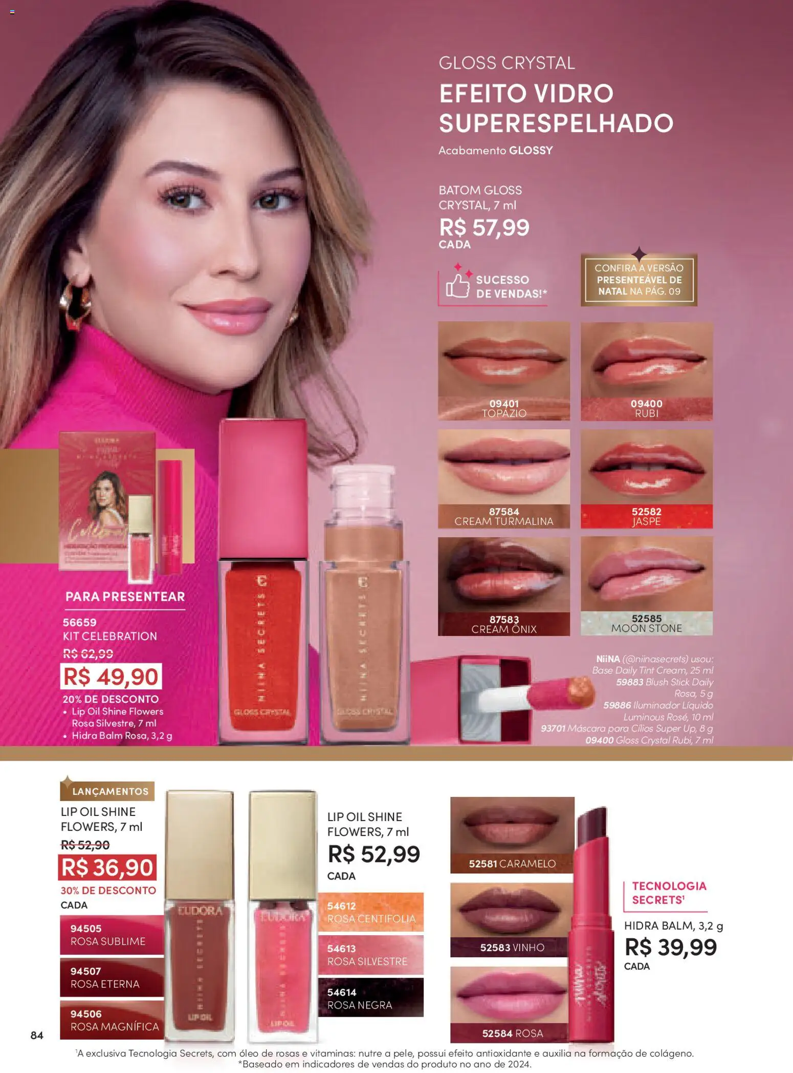 Eudora Folheto - válido de 10.11.2025 | Página: 84 | Produtos: Blush, Batom, Óleo, Base