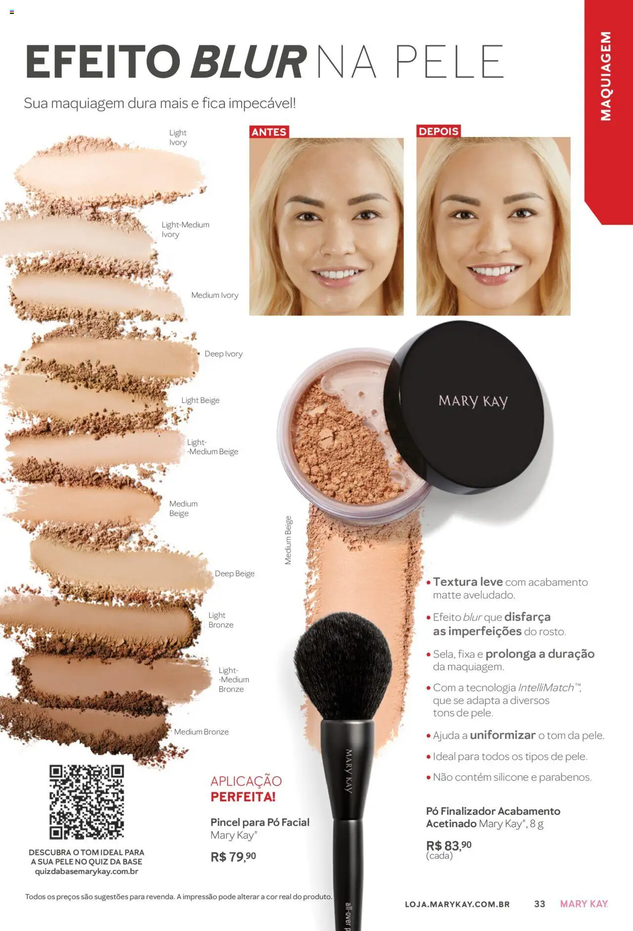 Mary Kay Folheto - válido de 01.07.2025 | Página: 33 | Produtos: Maquiagem, Pó, Pincel, Base