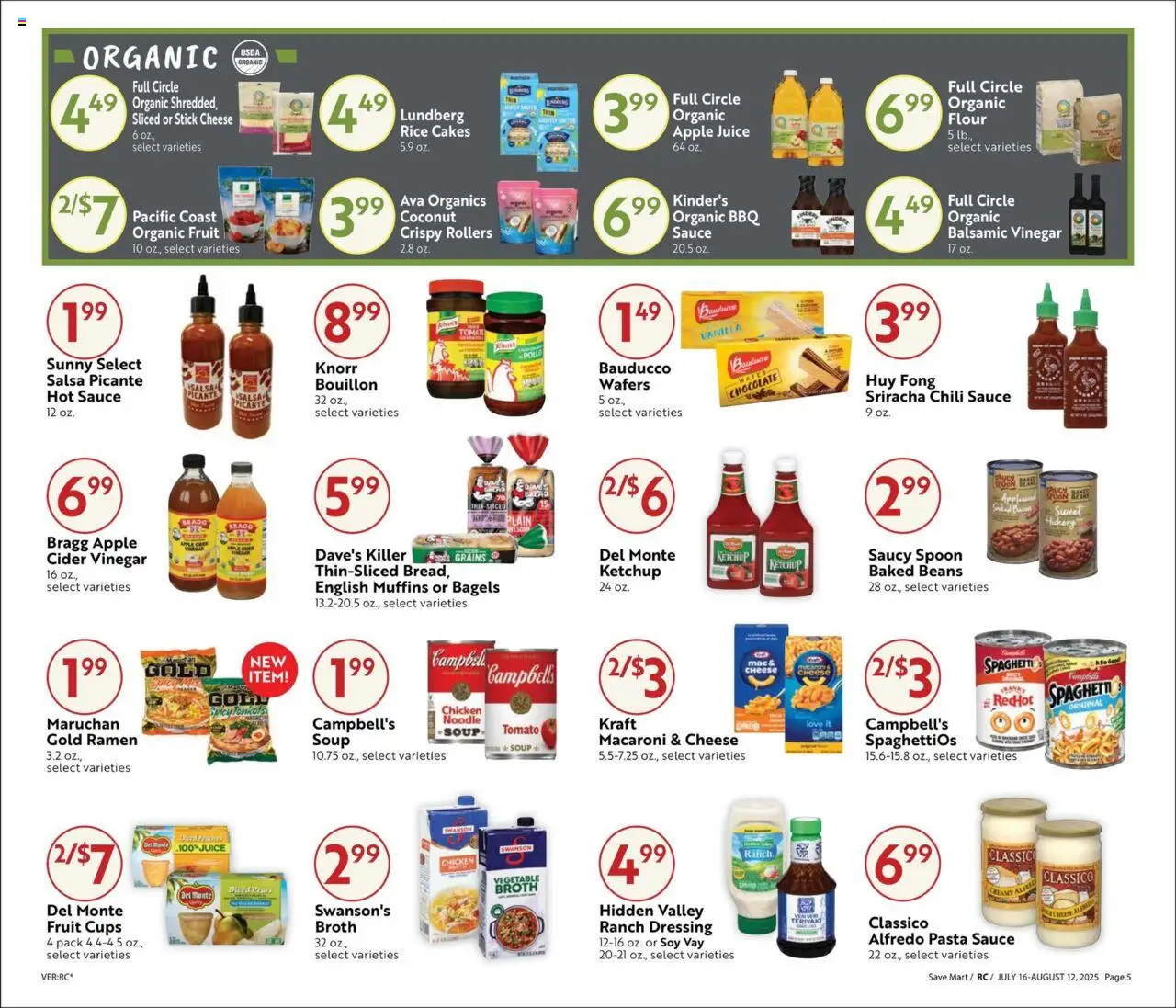 Save Mart Online Savings Guide - valid from 16.07.2025 | Page: 5 | Products: Apple Cider Vinegar, Cider, Rice, Water