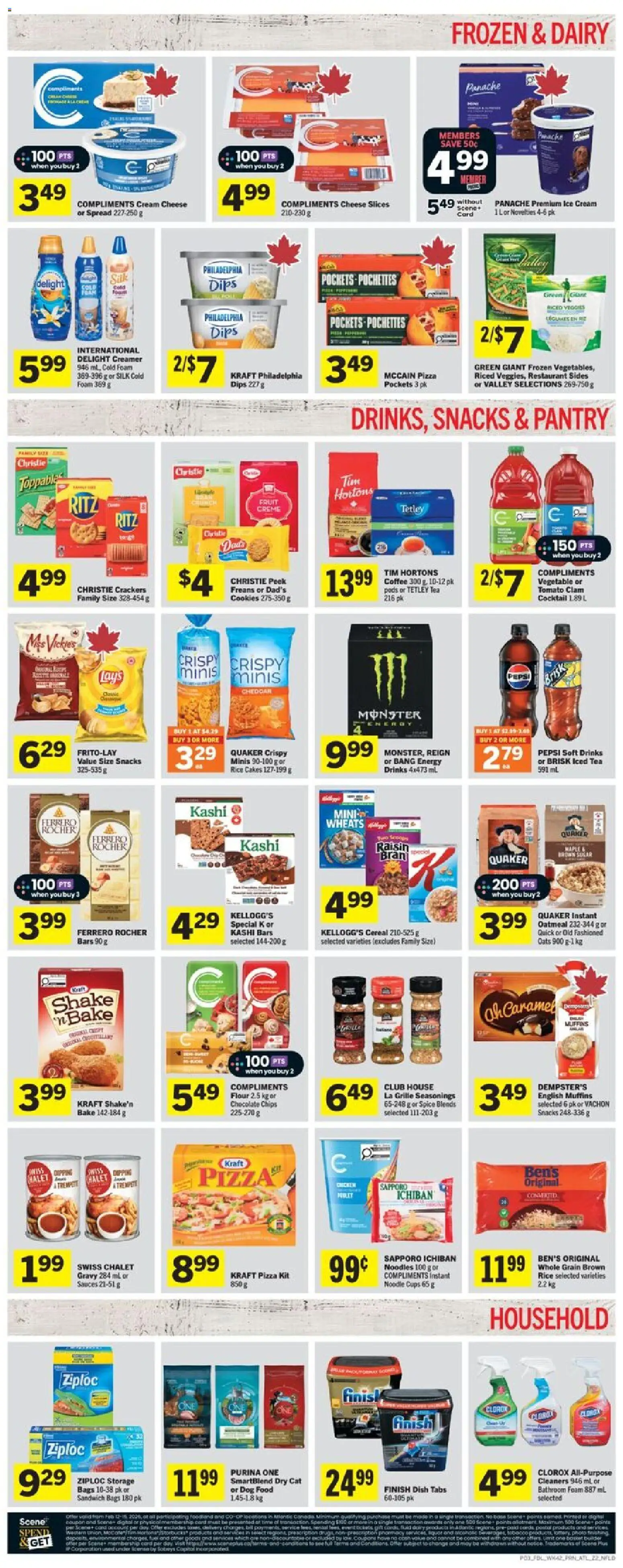 Foodland flyer valid from 12.02.2026 | Page: 4 | Products: Chips, Cream, Cheese, Chocolate