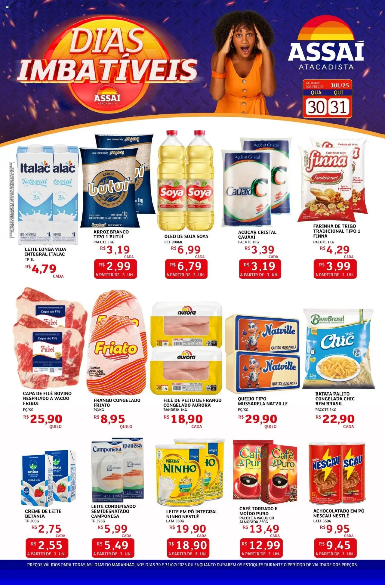 Assaí Atacadista Folheto - válido de 30.07.2025 | Página: 1 | Produtos: Almofada, Friato, Creme, Leite condensado