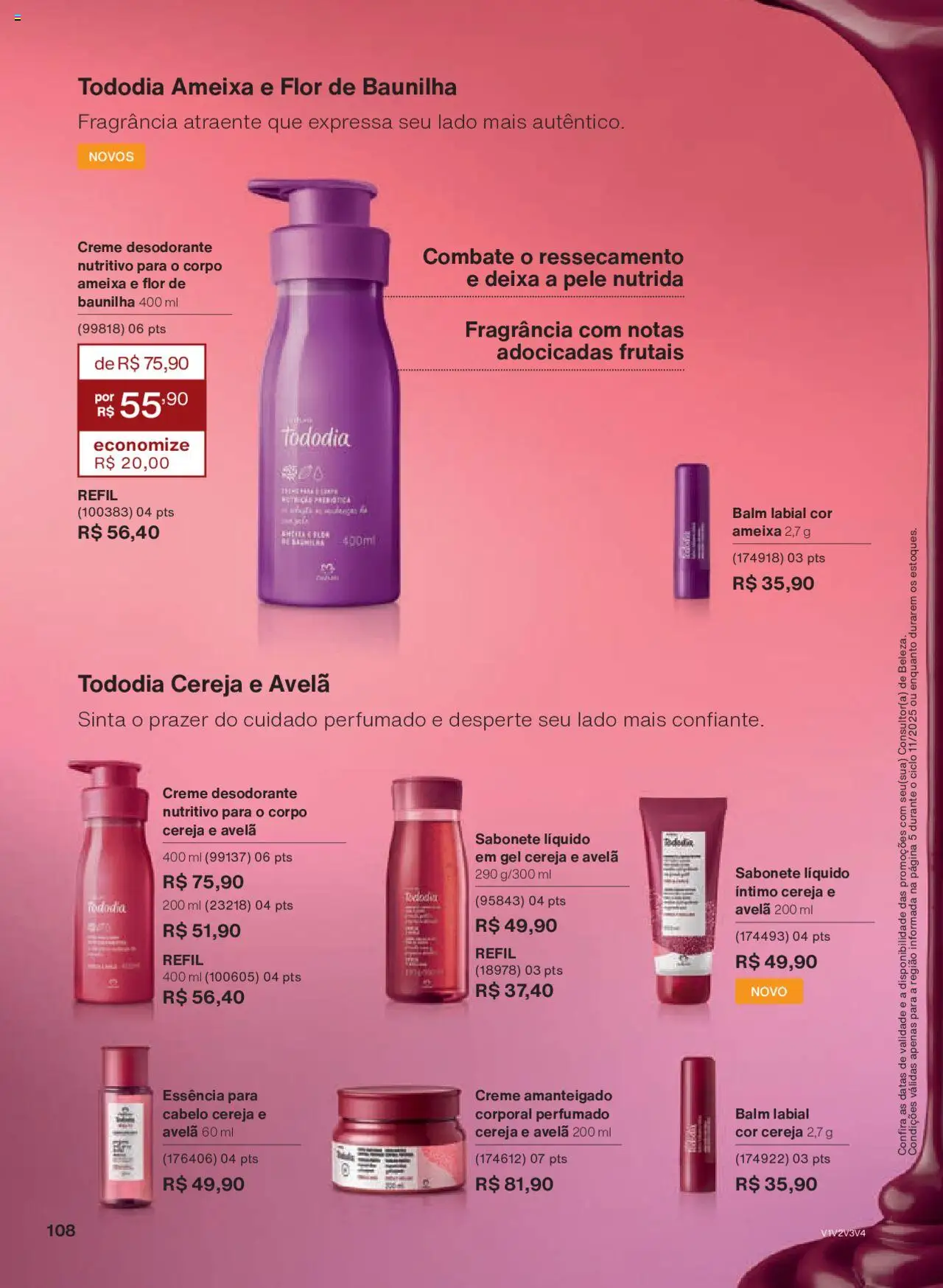 Natura Folheto - válido de 15.06.2025 | Página: 108 | Produtos: Cereja, Desodorante, Creme, Avelã