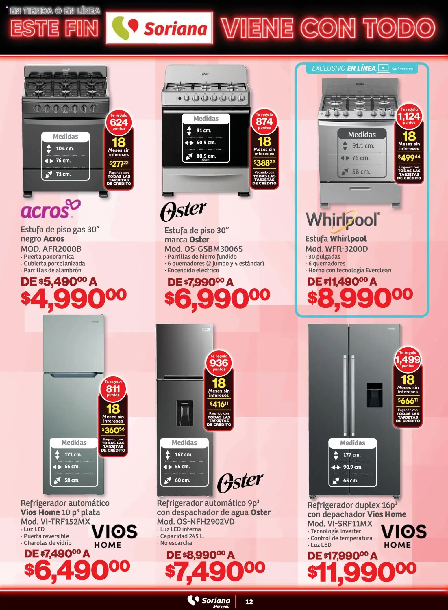 Nuevas ofertas de Soriana válidas en toda la República Mexicana desde el 29.10.2025. ¡Encuentra las mejores ofertas en Soriana - Este fin Soriana viene con todo Mercado Nacional! | Página: 12 | Productos: Refrigerador, Horno, Agua, Té