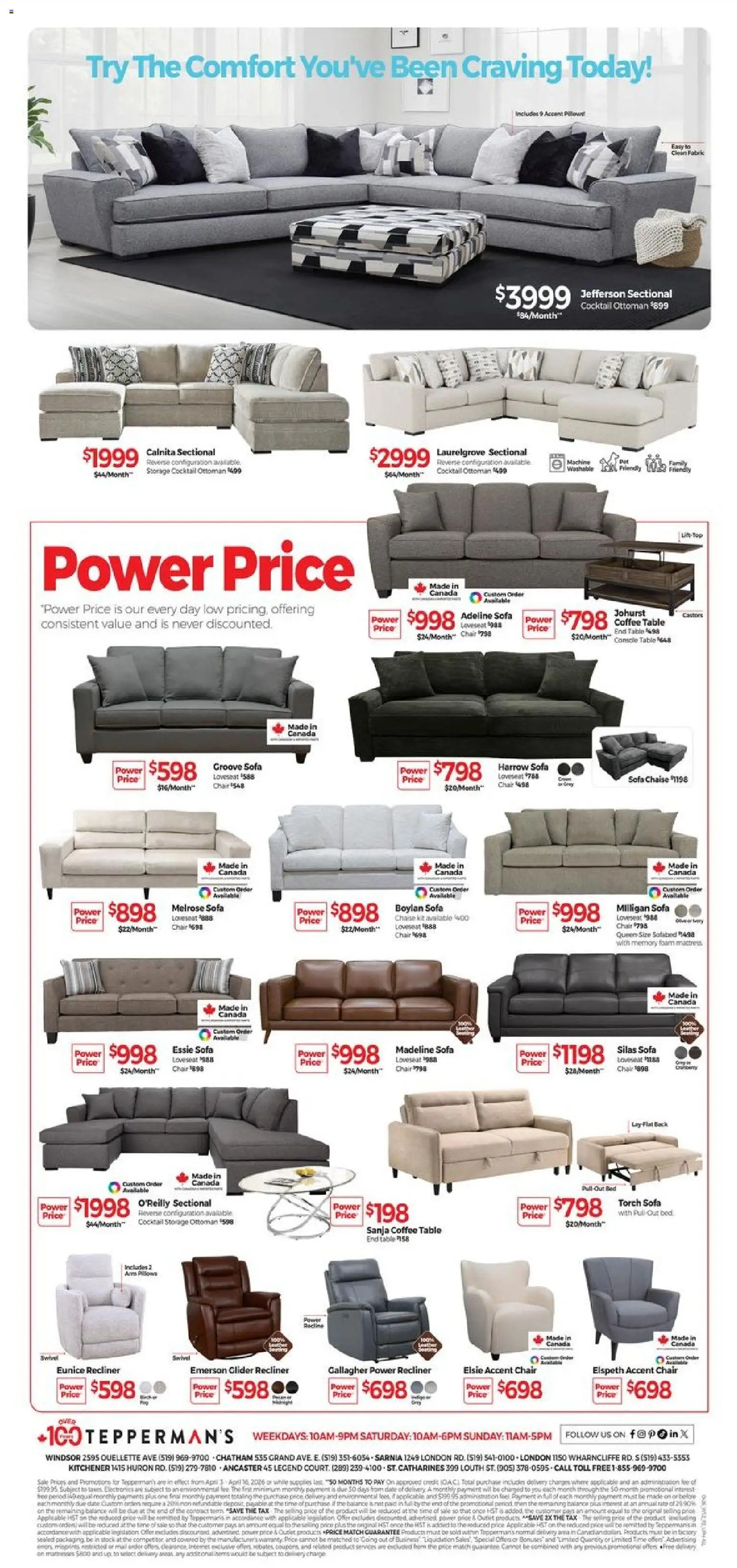 Tepperman's flyer valid from 10.04.2026 | Page: 2 | Products: Mattress, Sofa, Coffee table, Table