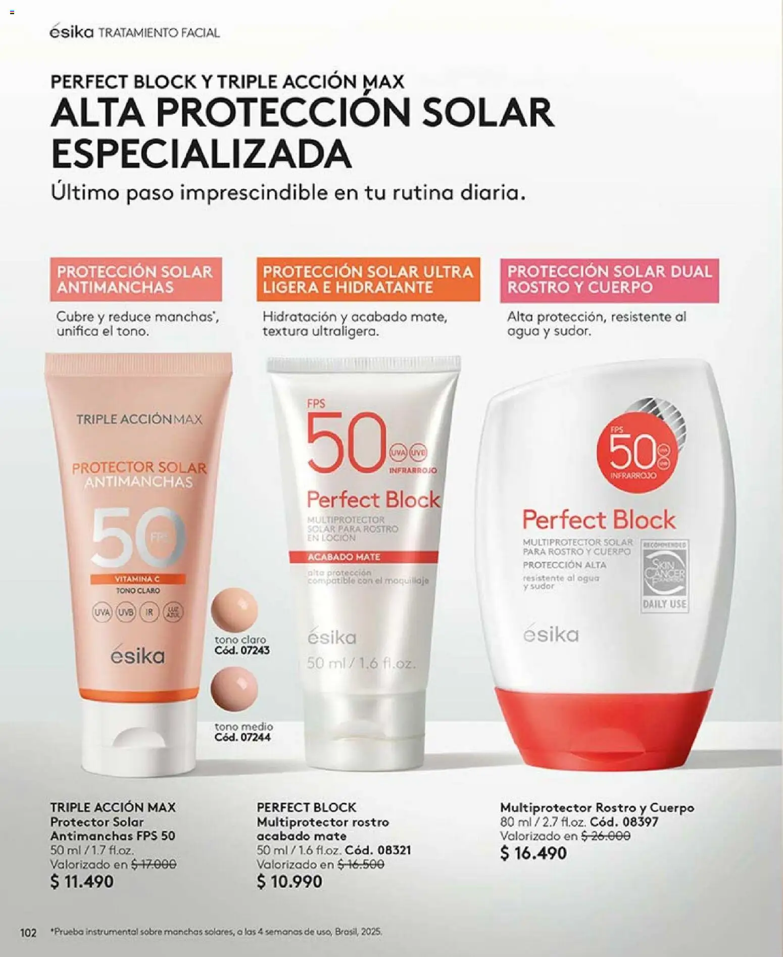 Catálogo Ésika Campaña 4 │ válido desde el 15.02.2026 | Página: 102 | Productos: Loción, Mate, Protector solar, Sobre