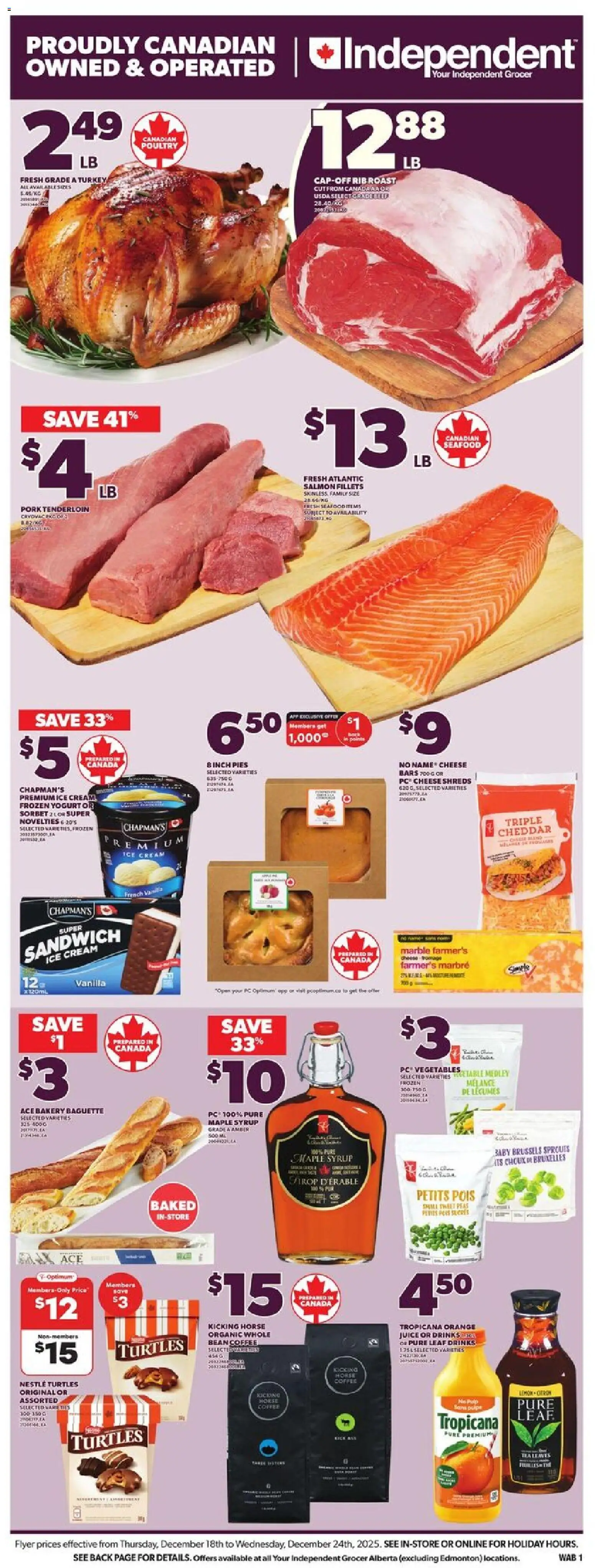 Independent Grocer flyer valid from 18.12.2025 | Page: 3 | Products: Cream, PC, Yogurt, Pork