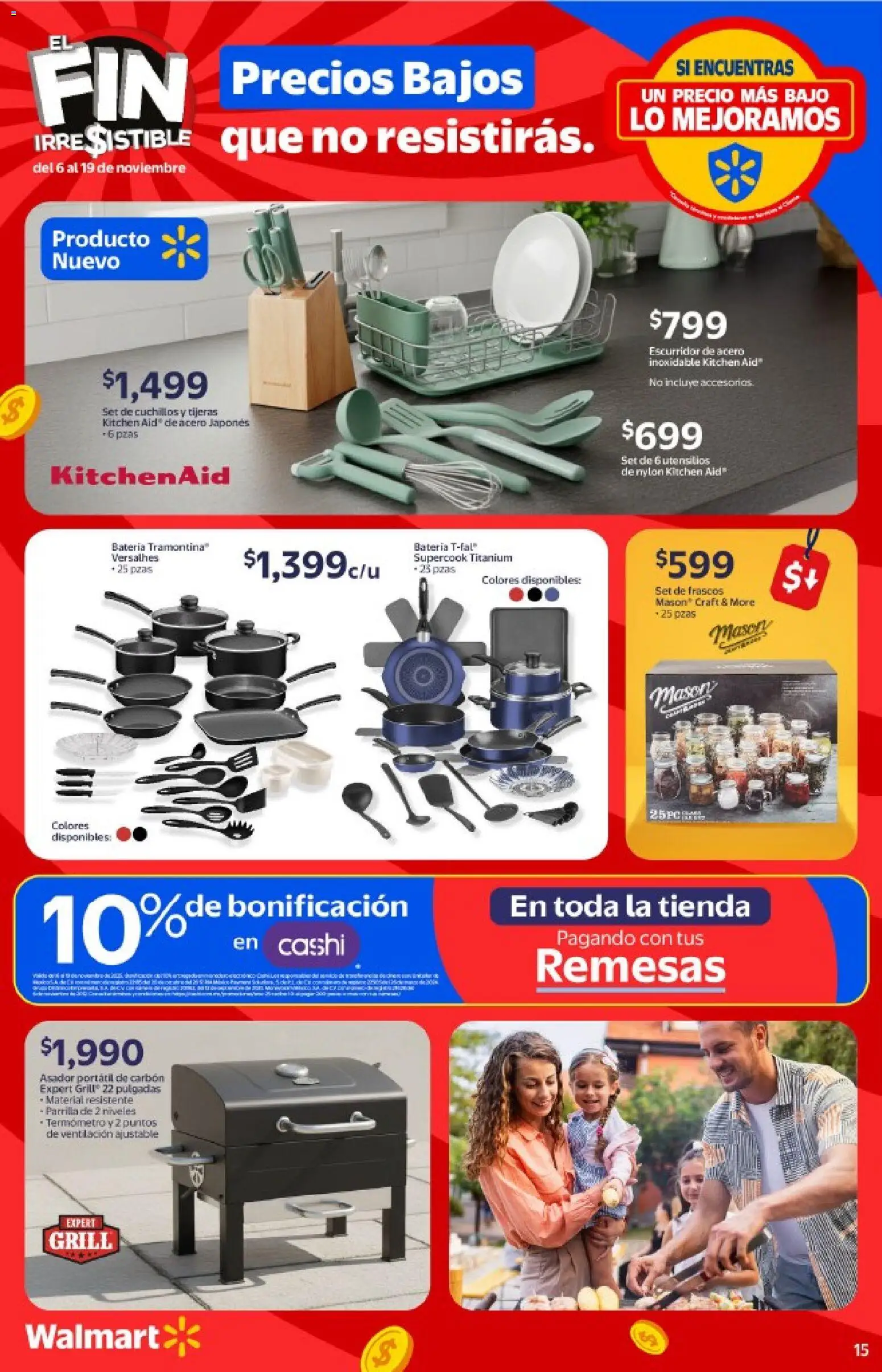 Nuevas ofertas de Walmart válidas en toda la República Mexicana desde el 06.11.2025. ¡Encuentra las mejores ofertas en Walmart Buen Fin ! | Página: 15 | Productos: Termómetro, Escurridor, Parrilla, Batería
